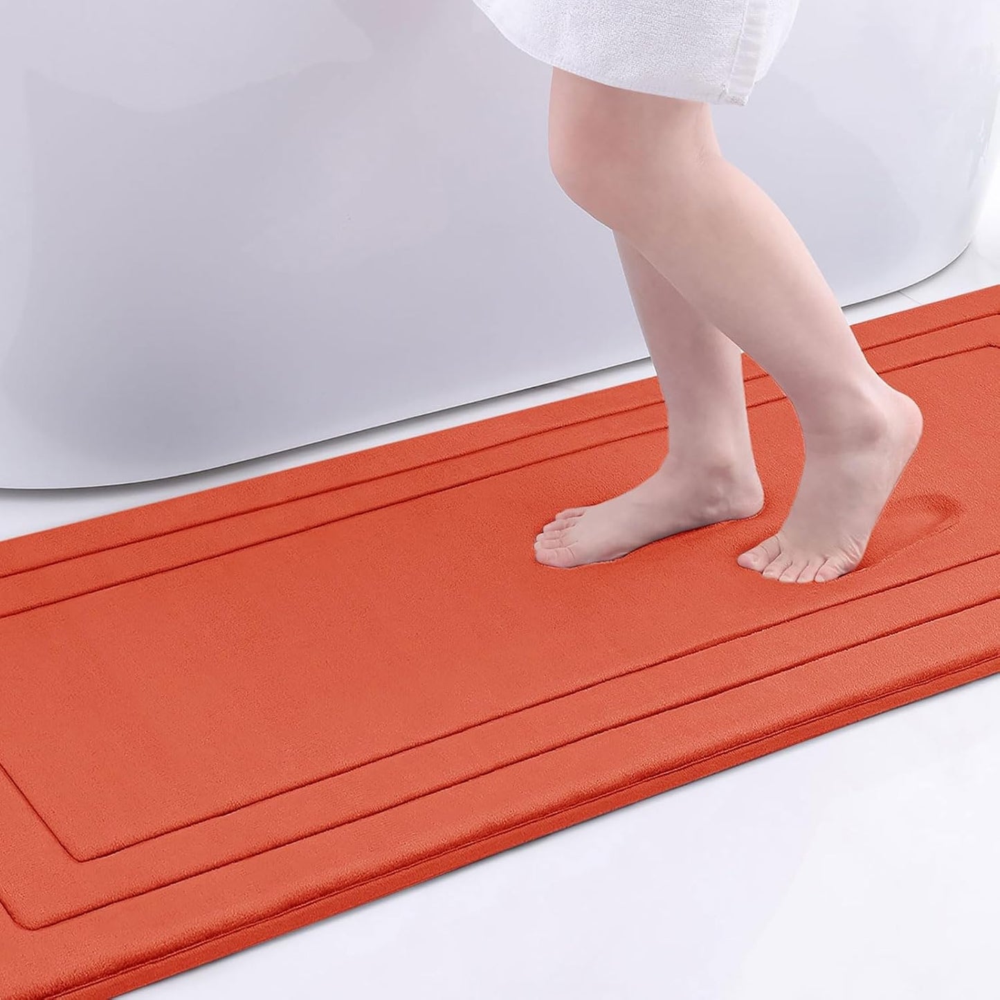 Arotive Memory Foam Bathroom Rug Mat 70x24, Ultra Soft and Absorbent Bath Mat, Machine Wash Dry, Comfortable Bath Rug Carpet for Bathroom Floor, Tub and Shower, Coral