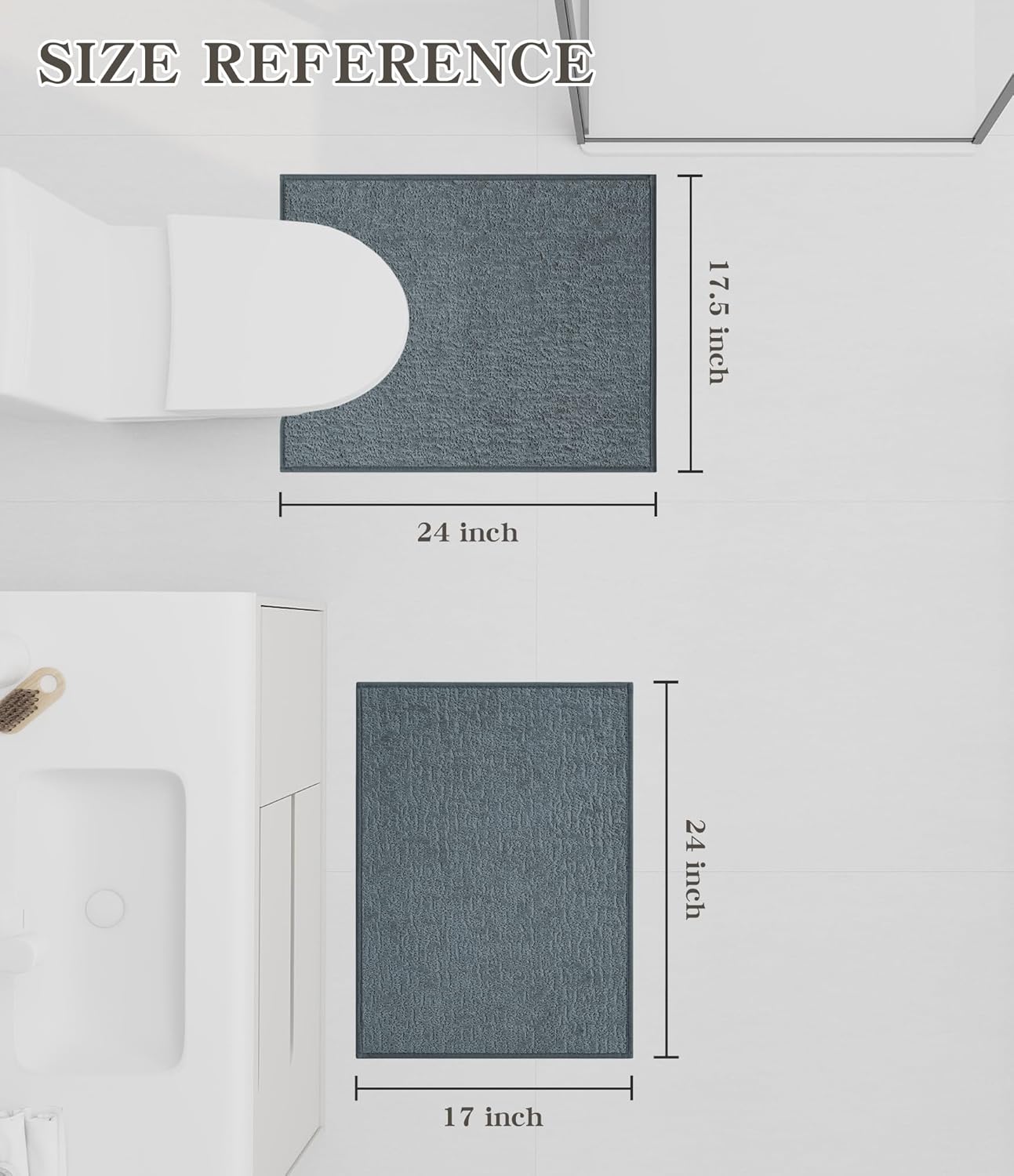 chakme Bathroom Rug Sets 2 Piece, Ultra Thin Bath Mat Quick Dry Bath Mat Set, Absorbent Bath Mat for Bathroom Non Slip Machine Washable, (Light Blue, 2 Piece)