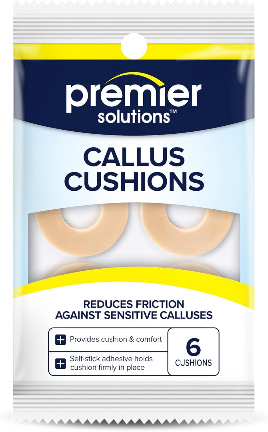 Callus Cushions for Foot and Toe Protection, Self-Stick Adhesive Foot Care Cushions, 36 Count (6 Packs of 6)