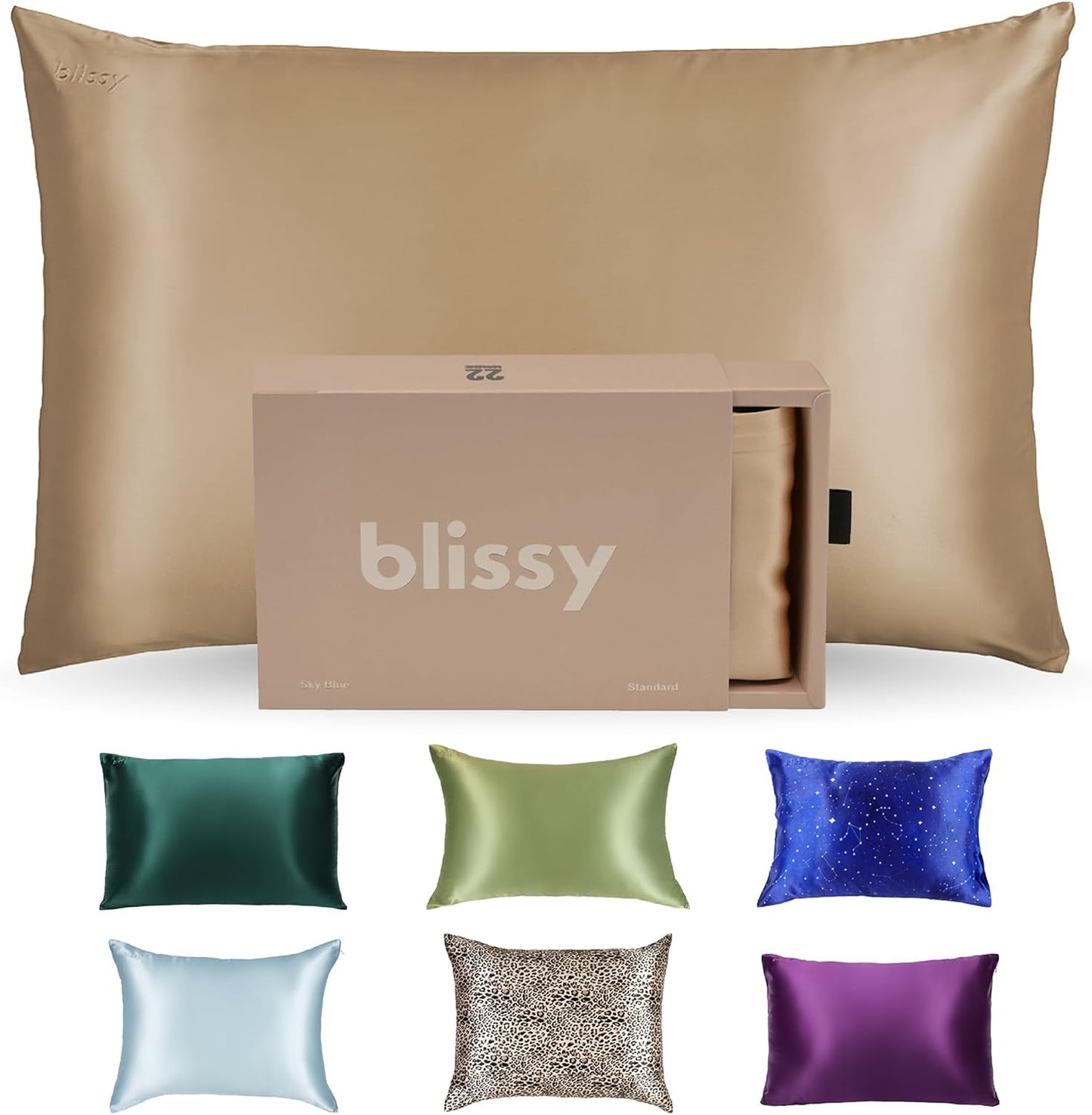 Blissy Silk Pillowcase - 100% Pure Mulberry Silk - 22 Momme 6A High-Grade Fibers - Silk Pillow Cover for Hair & Skin - Regular, Queen & King (Taupe, King)