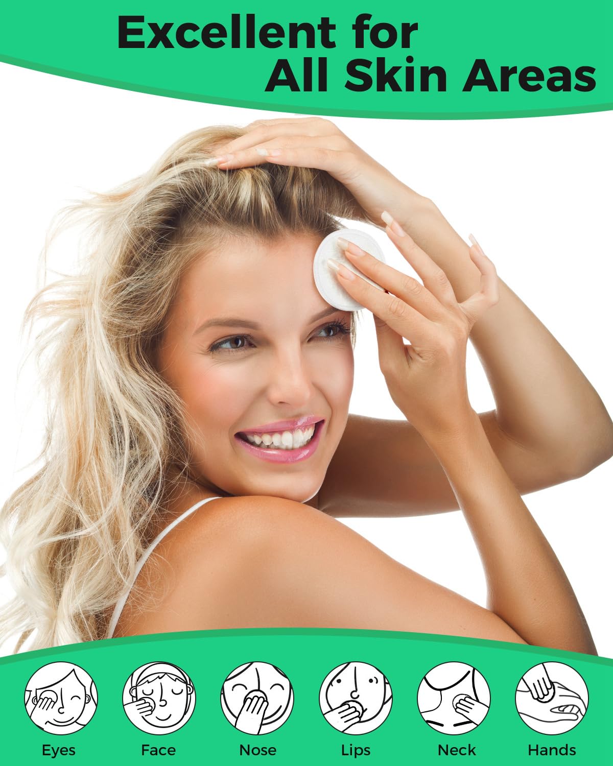 ProCIV Reusable Makeup Remover Pads, 18 Packs Washable Organic Bamboo Reusable Cotton Rounds for All Skin Types & Toner with Laundry Bag, Eco Friendly Zero Waste Reusable Cotton Pads for Woman (White)