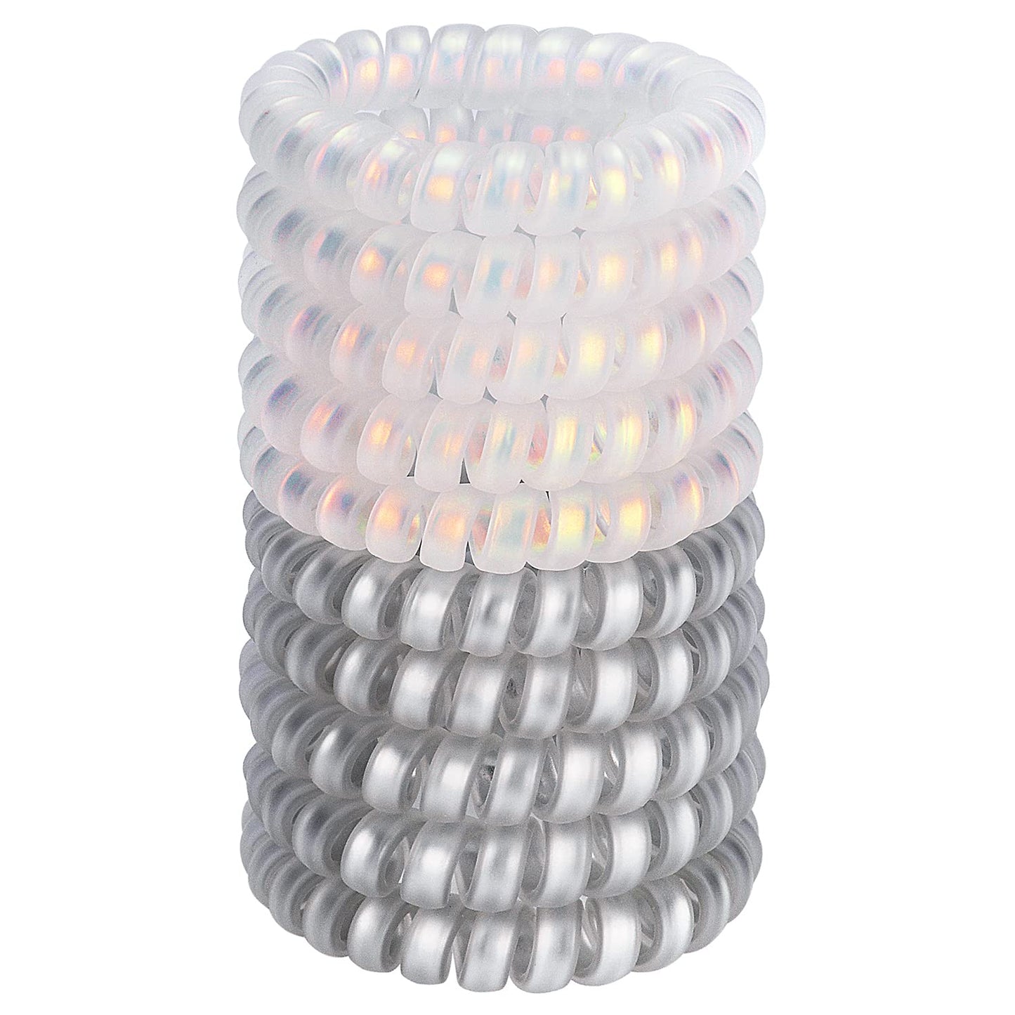 JessLab Spiral Hair Ties for Women, 10-Pack Traceless No-Damage Ponytail Holders, Coils Hair Bands for Girls, Assorted Colors