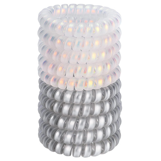 JessLab Spiral Hair Ties for Women, 10-Pack Traceless No-Damage Ponytail Holders, Coils Hair Bands for Girls, Assorted Colors