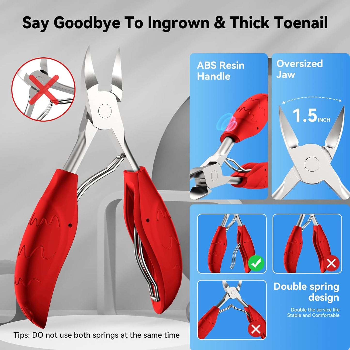 Toenail Clippers for Seniors Thick Ingrown Toenails, Toe Nail Clippers Set for Men Women, Heavy Duty Fingernail Clippers-Professional Pedicure Tools for Feet,Stainless Steel Manicure and Pedicure Kit