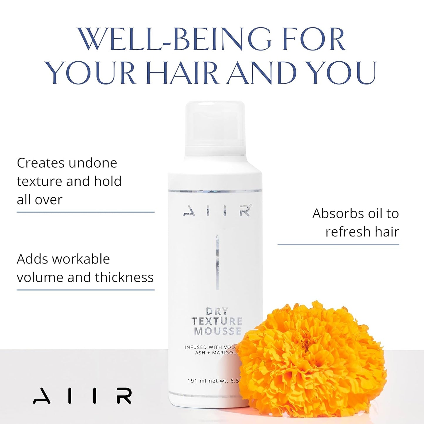 AIIR Dry Texture Mousse - Volumizing & Thickening Mousse, Blowout Mousse to Lift Roots and Add Frizz Free Fullness & Body For Long Lasting Styles and Overnight Curls, Weightless For Fine Hair, 6.5oz