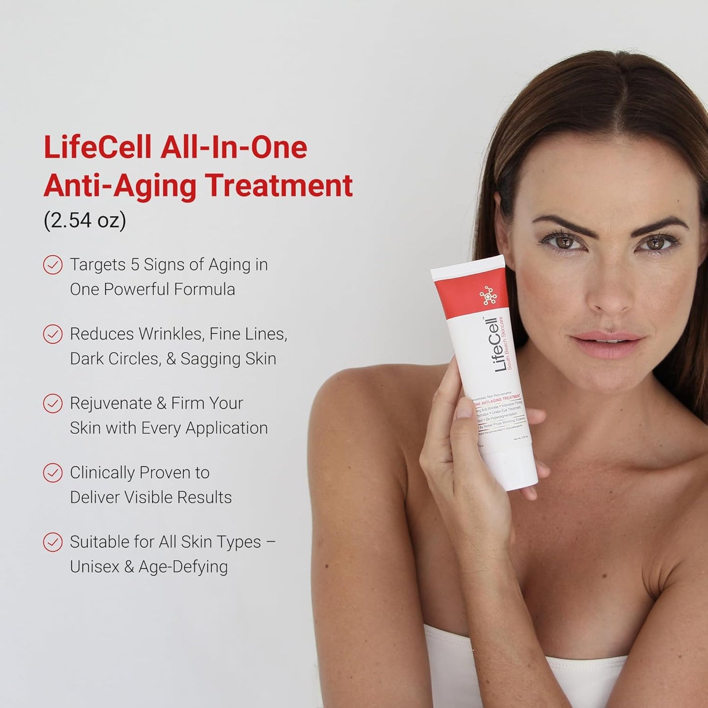 LifeCell All In One Anti-Aging Cream – Reduces Wrinkles, Fine Lines, Dark Circles & Sun Damage – Retinol, Vitamin C, DMAE & Hyaluronic Acid – Fragrance-Free, for All Skin Types (2.54oz)