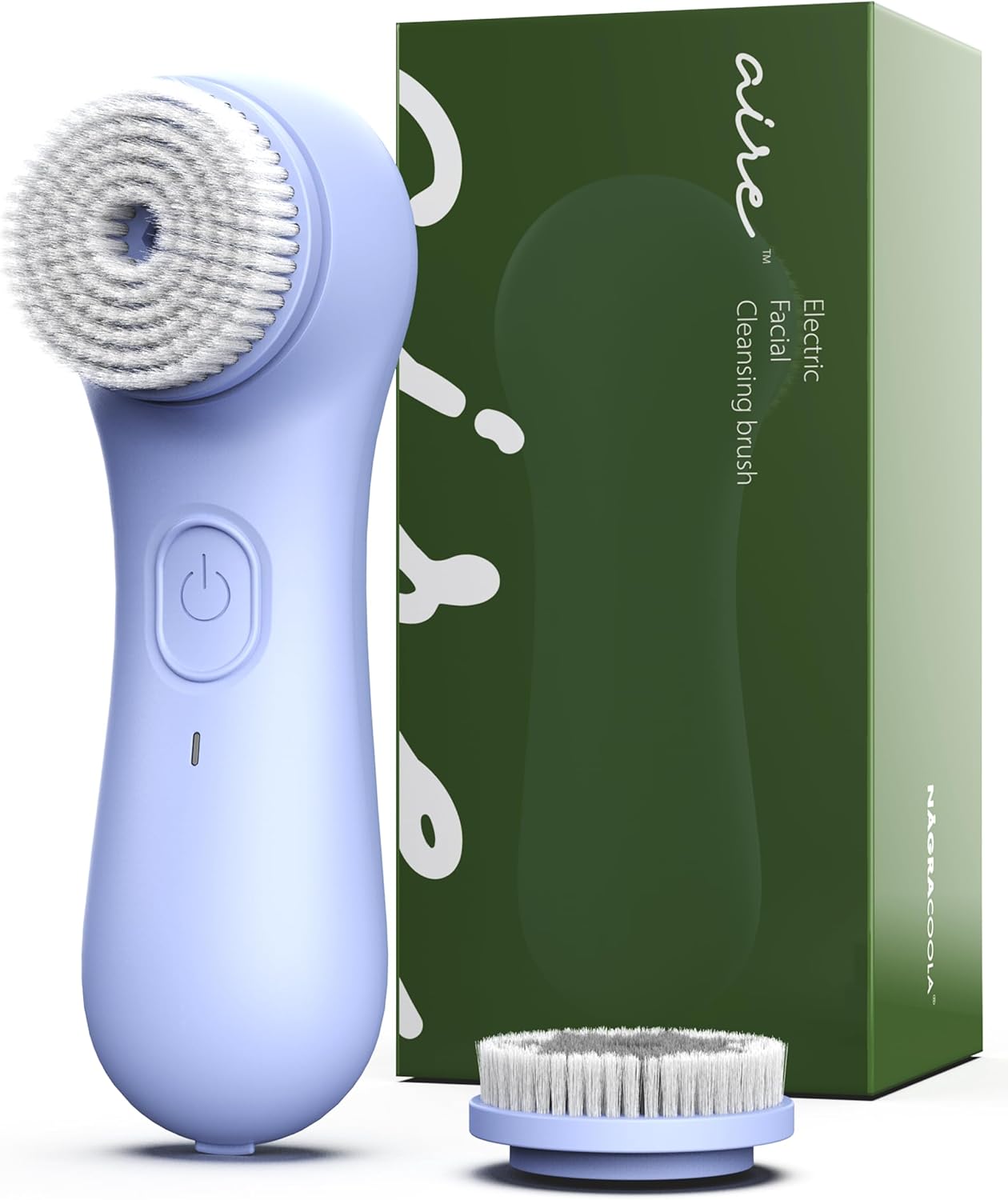 NågraCoola Electric Facial Cleansing Brush – Rechargeable Waterproof Face Scrubber for Women & Men, 2 Brush Heads for Deep Pore Cleansing & Gentle Exfoliation, 3 Speeds, Auto-Timer