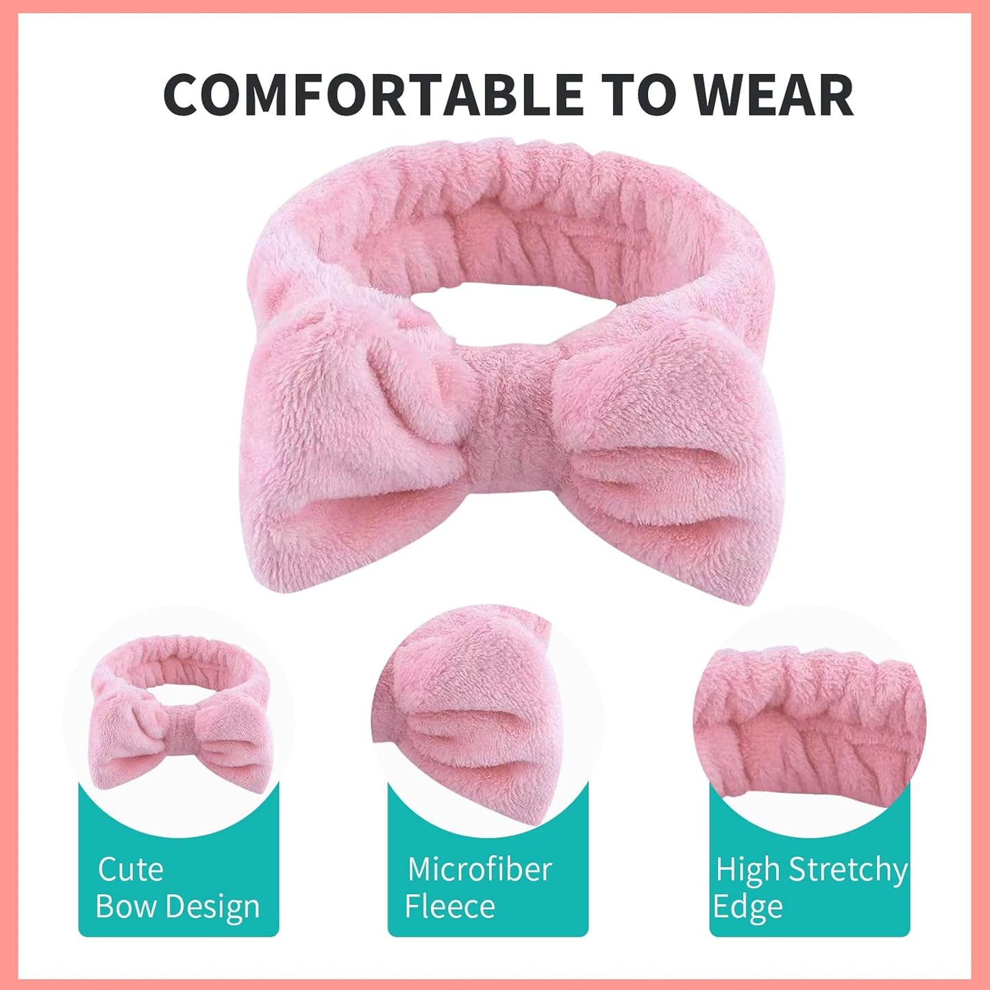 WSYUB 3Pcs Spa Headband, Makeup Headband for Washing Face, Bow Headbands for Women, Fluffy Skincare Headbands Microfiber Bow Knot Hair Band, Pink, Yellow, Dark Blue