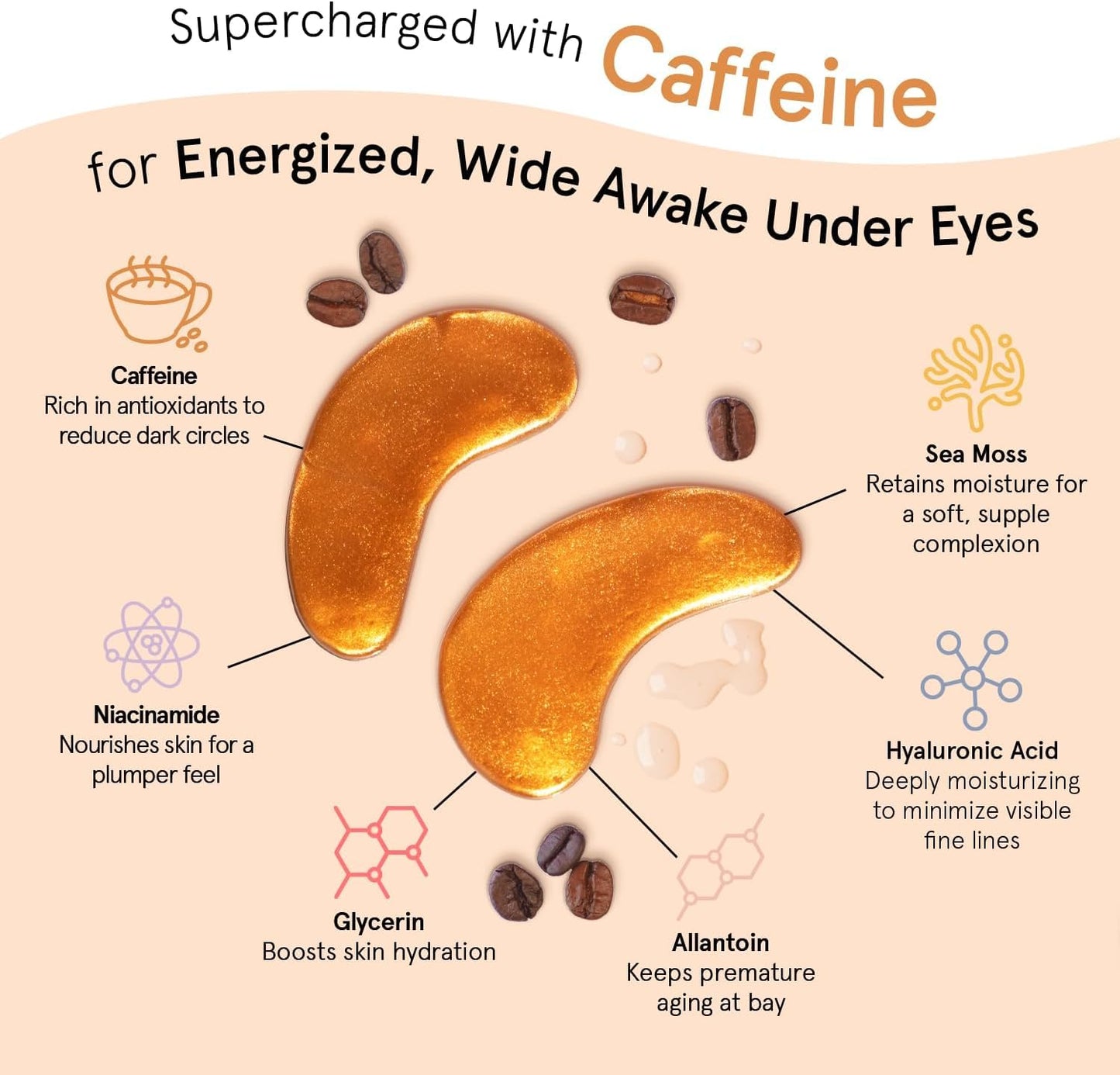 grace & stella Caffeine Under Eye Patches - Awakening Eye Patches for Puffy Eyes and Dark Circles - Under Eye Mask Patches with Niacinamide & Hyaluronic Acid - Vegan, Cruelty-Free (Bronze, 24 Pairs)