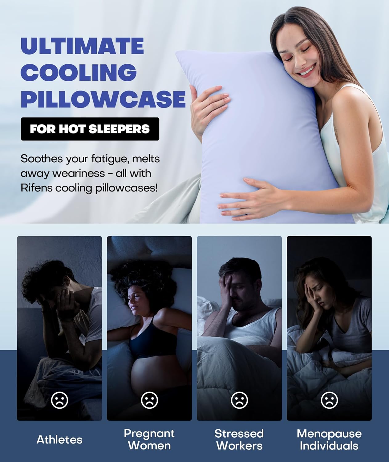 Ice Cooling Pillowcase for Hot Sleepers, Instantly Cool, Stays Cold All Night, Softer Than Silk Pillow Cases, Pillow Covers with Invisible Zipper, Gift for Men & Women - King Size, Purple (1 Pack)