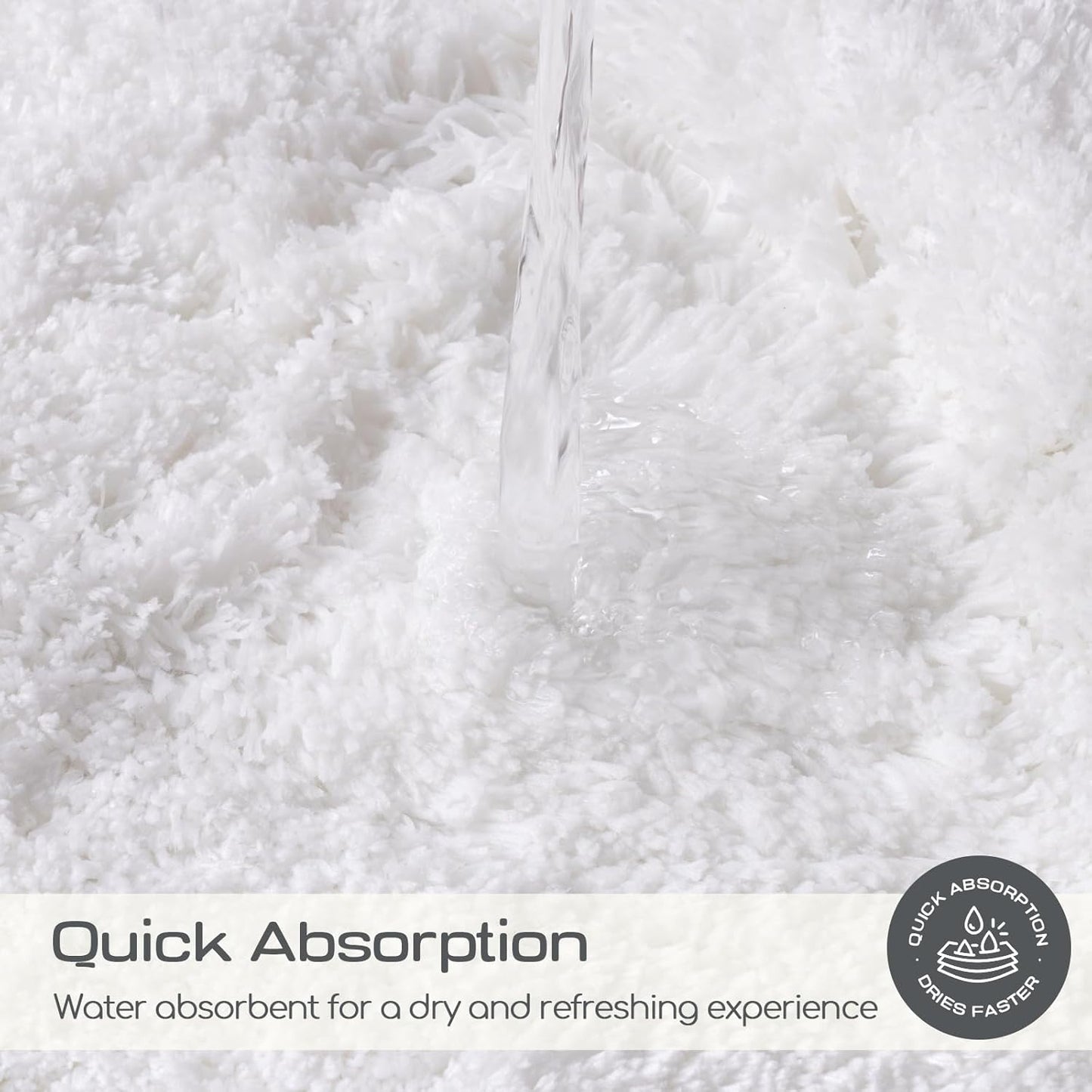 ROSMARUS Shaggy Bath Rugs for Bathroom Non Slip 24" X 36", Water Absorbent Bath Mat, Soft Shower Mat for Floor & Tub, Fluffy Plush Rug Machine Washable, White