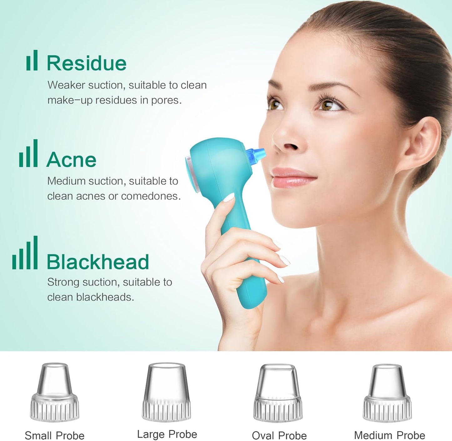 Face Scrubber Exfoliator,Facial Cleansing Brush Waterproof with LCD Screen,Blackhead Remover Vacuum with 5 Brush Heads,Face Spin Brush for Exfoliating (Blue-Blue)