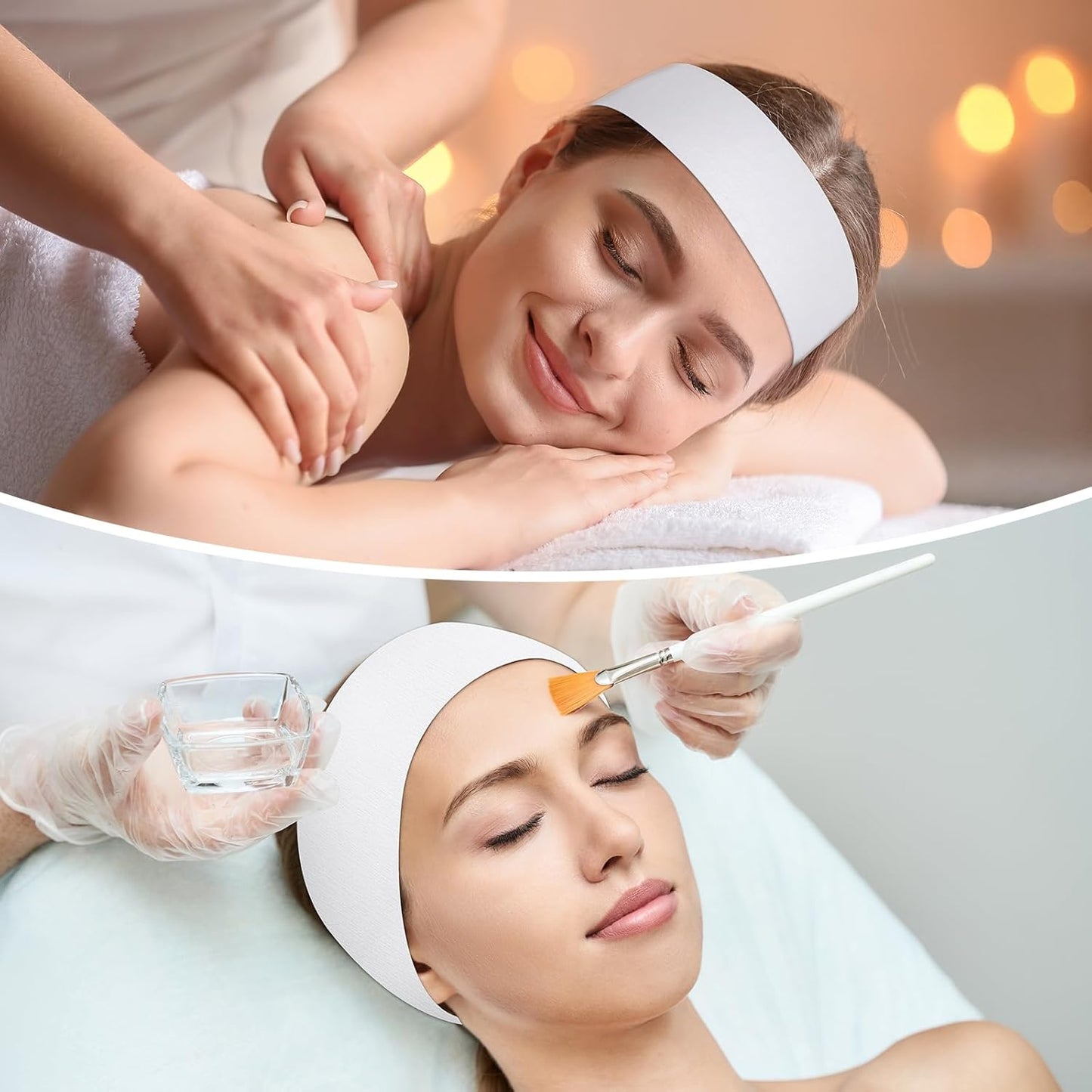 100 PCS Disposable Hairband for Women, Non-woven Fabric Spa Headband for Makeup, Travel, Securing Hair during Facial