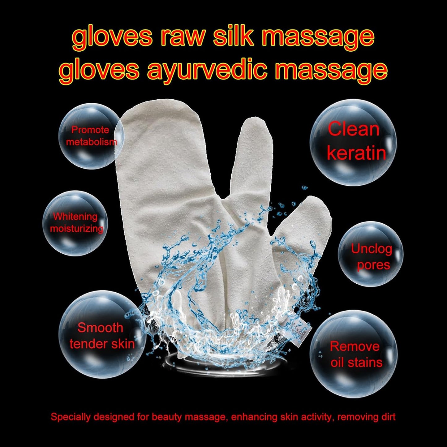 Garshana Gloves Raw Gloves for Ayurvedic, Cellulite Reduction & Dry Brushing – 100% Pure Garshana Gloves with Elastic Wrist Bands for Ayurvedic (2pcs)