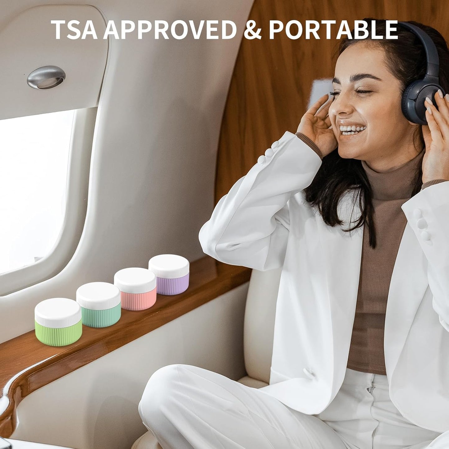 ME.FAN Travel Containers for Toiletries, TSA Approved 1.5 oz Silicone Cream Jars, Leak-proof Journey Containers, Trip Accessories with Lid for Cosmetic Face Hand 4 Pack White Lid - Bright