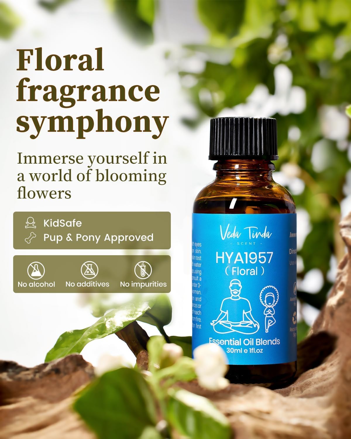 Hotel Diffuser Oil with Waterless Diffuser, Hotel Scent Essential Oil Gift Set for Women Mom Couples Friend (1 fl.oz Floral Hotel Scent Diffuser Oil x 2 & Aromatherapy Diffuser)