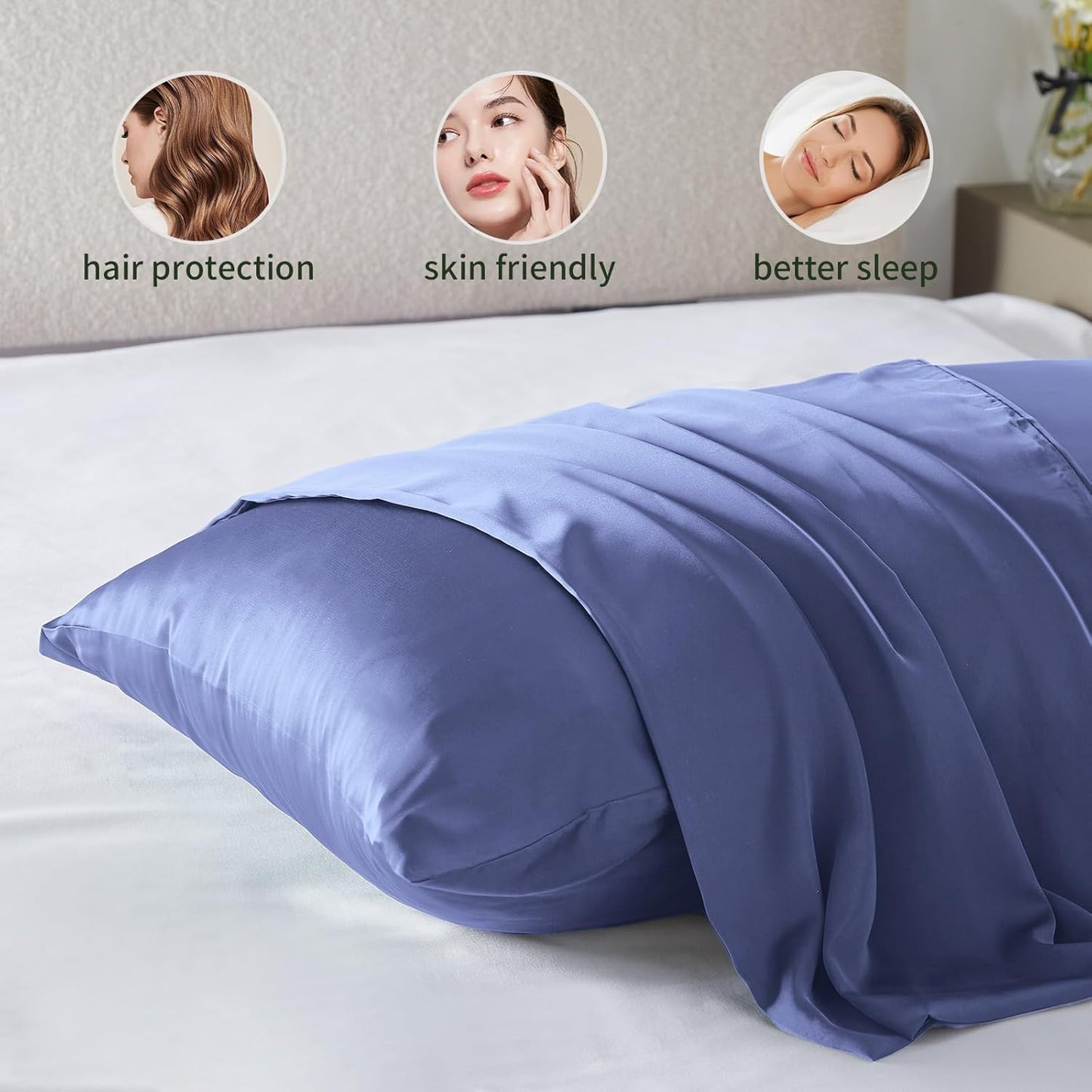 Silk Body Pillow Cover Pillow Pillowcase for Body Pillow Soft Pillow Covers Pillow Case Mulberry Silk Pillowcase for Sleep(Cornflower Blue,20"X 54",1pc)