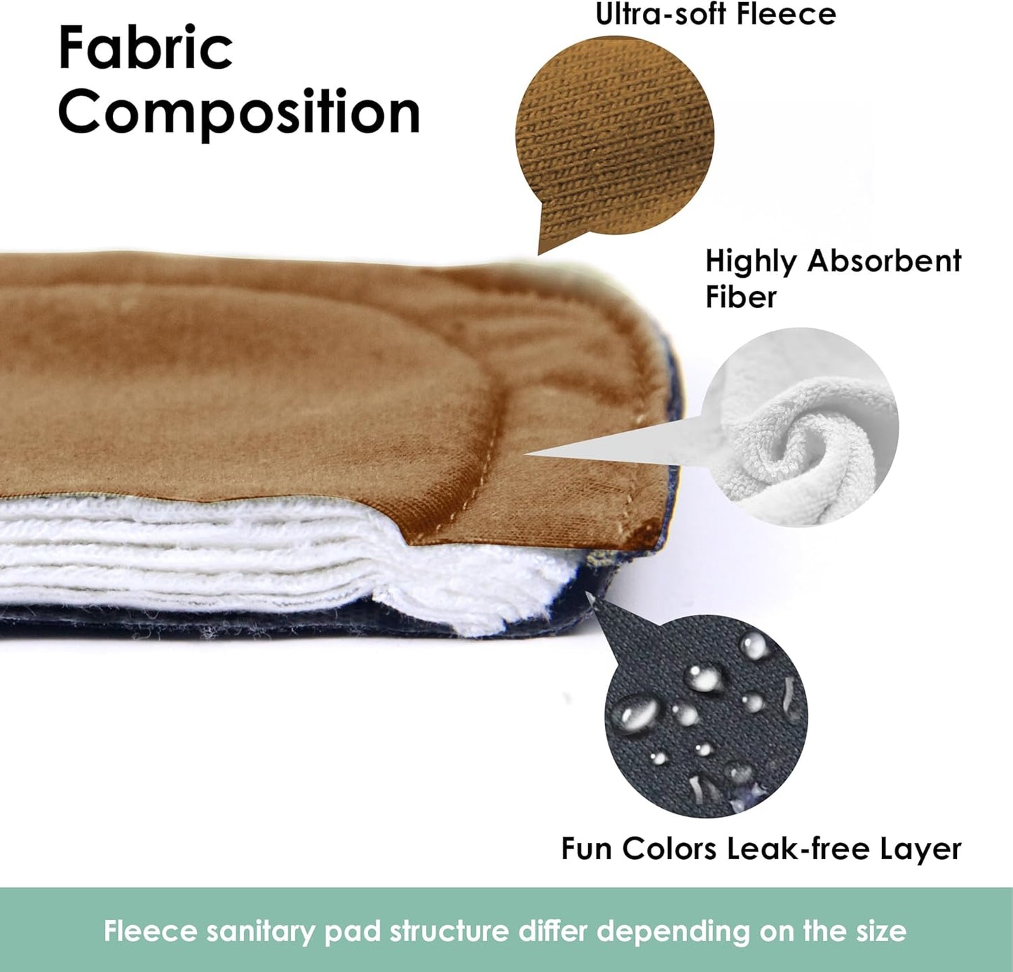 wegreeco 6 Pcs Reusable Menstrual Pads, Ultra Absorbent Cloth Pads for Heavy Flow, Sanitary for Teens, Women, Nonslip, Inner Aqua, Burgundy, Coffe, Rose Gold Outer, XL