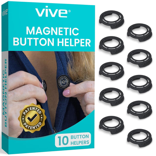 Vive Button Assist Tool (10 Pack) - Magnetic Button Helper for Elderly - Assistive Devices for Disability, Arthritis - Shirt Buttoner Hook, Clothing Adaptive Equipment for Seniors & Stroke Assistance