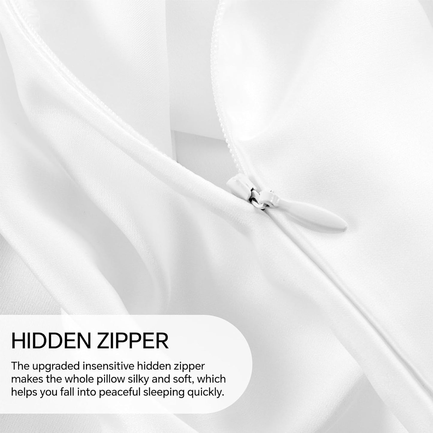 INFIIXSO Mulberry Silk Pillowcase for Hair and Skin, Silk Pillow Cases King Size with Hidden Zipper 20x40 Inches, Extraordinary Smooth and Soft Cooling Pillow Cases for Hot Sleepers(White, 1 Pack)