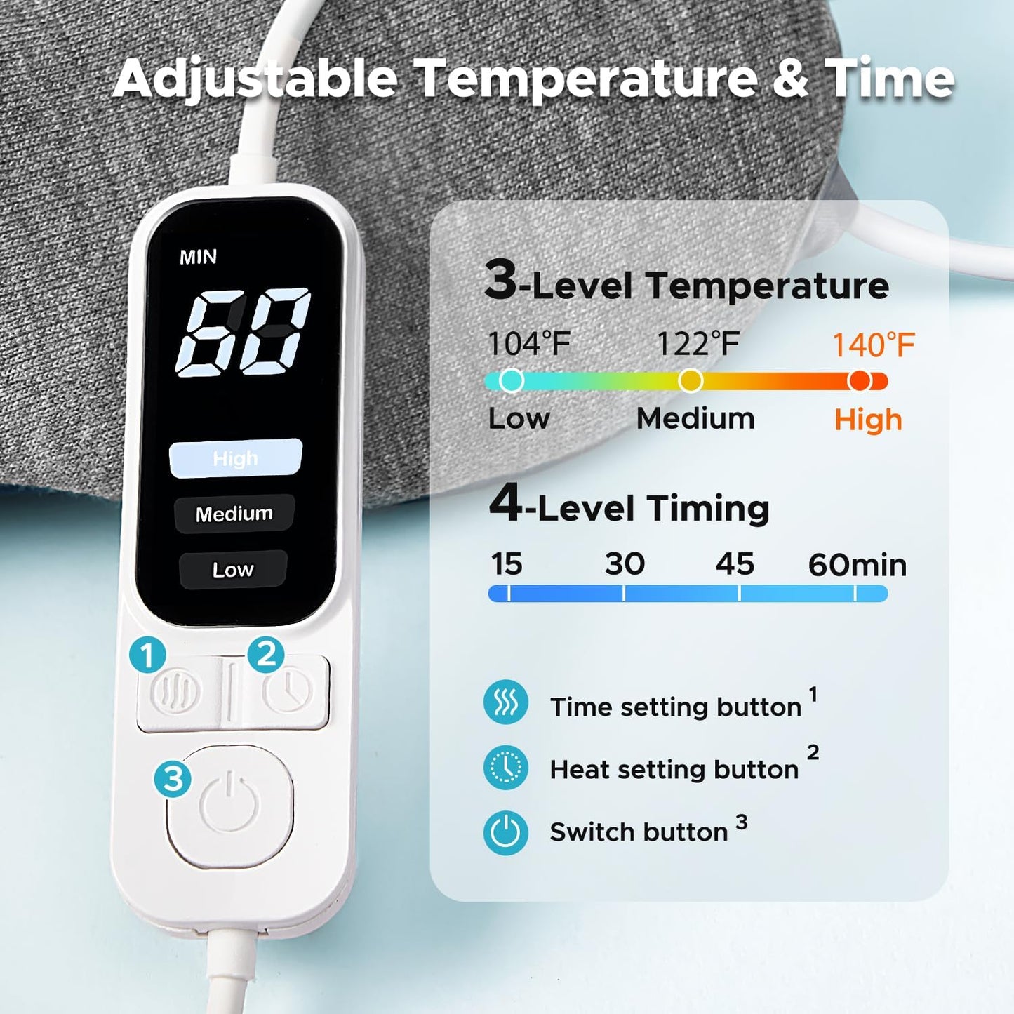 Ezona Heated Eye Mask, Warm Eye Compress Mask for Dry Eyes, USB Electric Eye Heating Pad with Temperature & Timer Control, Dry Eyes, Blepharitis, Sinus Migraine (Blue)