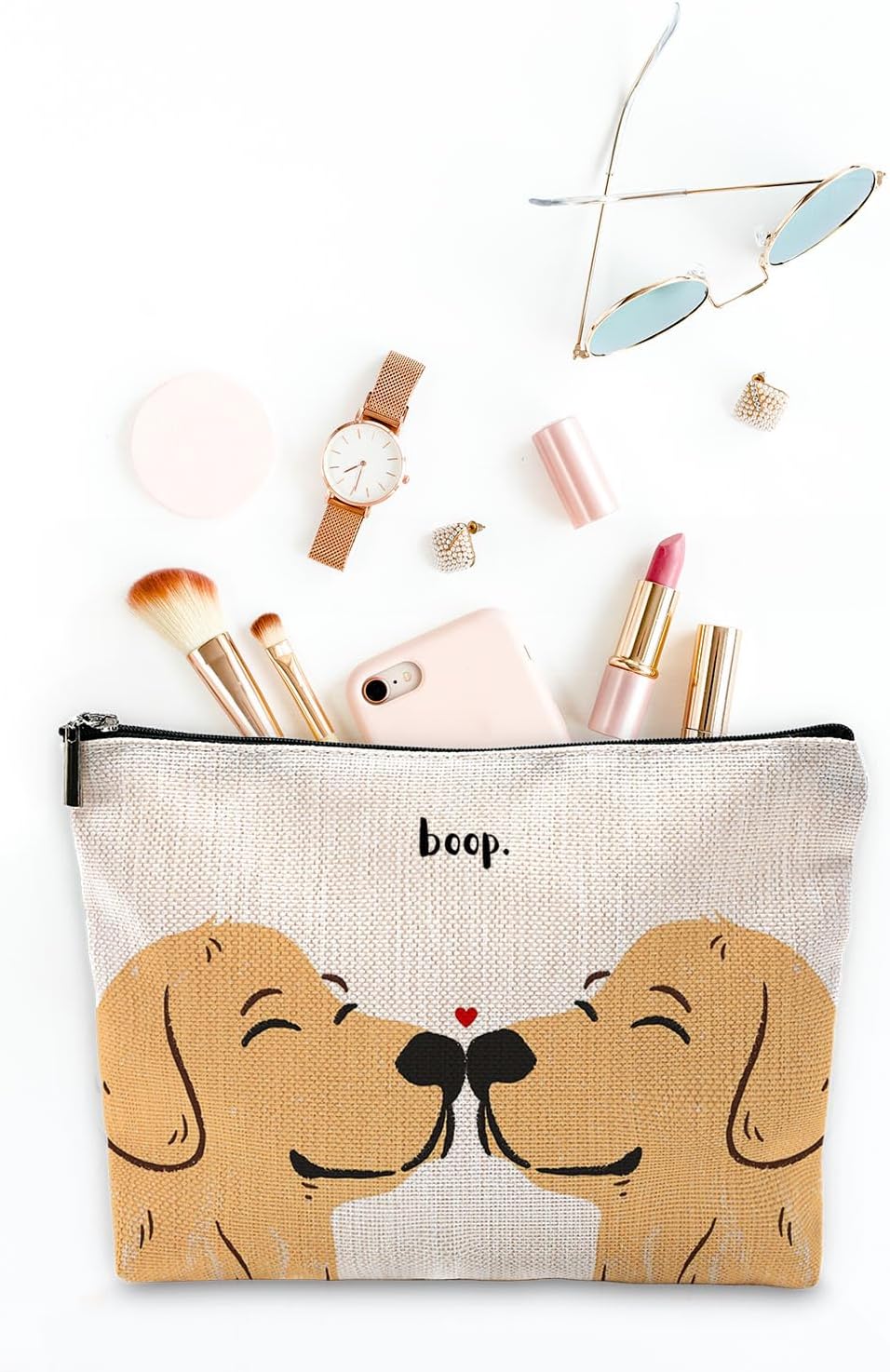 Sufamb Cute Makeup Bag,Love Gifts for Her,Gifts for Girlfriend Wife,I Love You Gifts for Her,Valentines Gifts,Cute Gifts for Women,Golden Retriever Gifts Small Cosmetic Makeup Bag for Purse