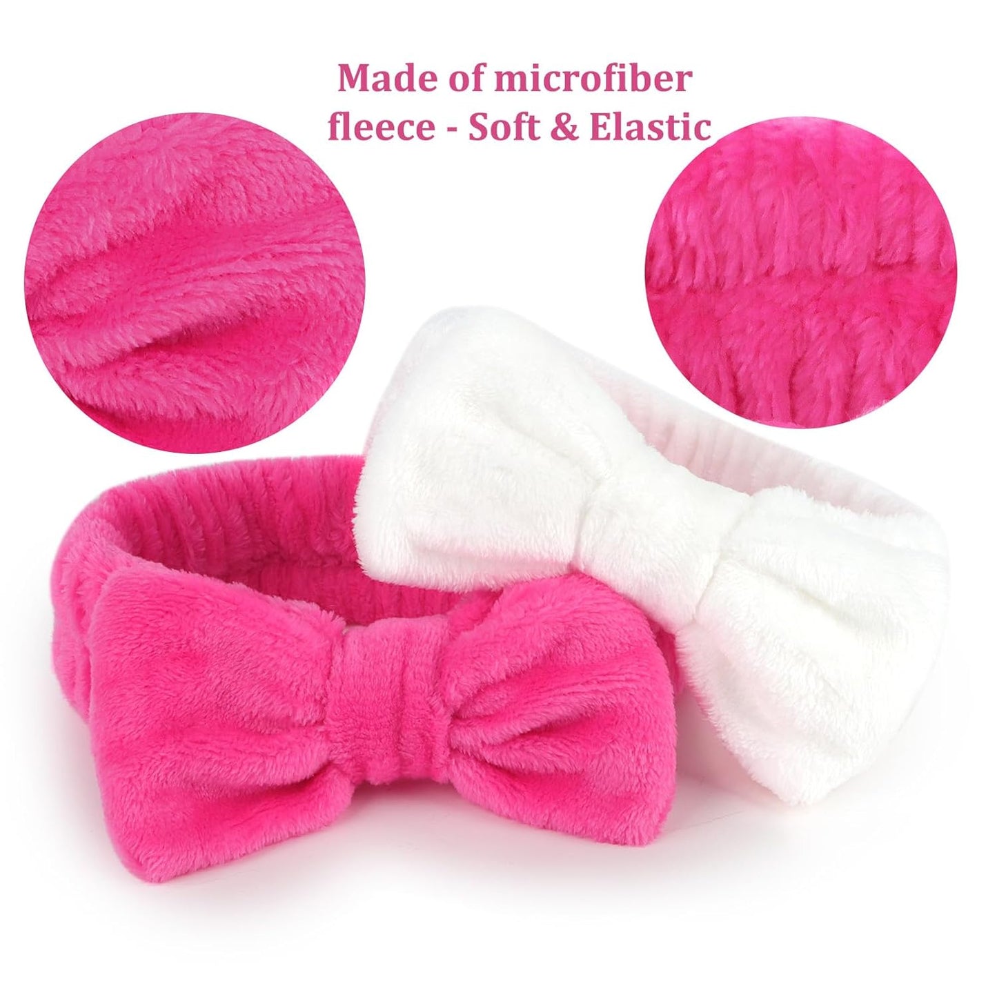 CIEHER 8 Pcs Hairbands for Bachelorette Party Favors - 1 White + 7 Hot Pink, Hair Accessories for Bride Bridesmaid, Securing Hair for Skincare Makeup, Spa, Yoga, Sports, Home, Law and Other Occasions