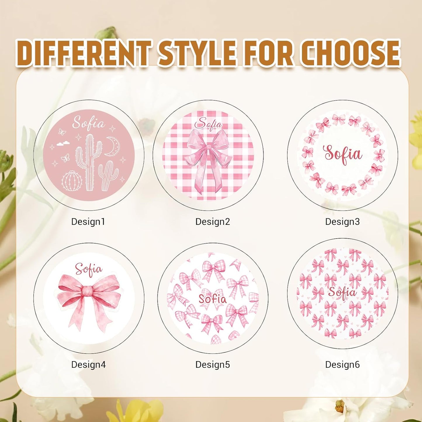 Custom Compact Mirror with Name - Personalized Flip Makeup Travel Pocket Mirror Gift for Women Bridesmaids Wedding Birthday (Bownot)