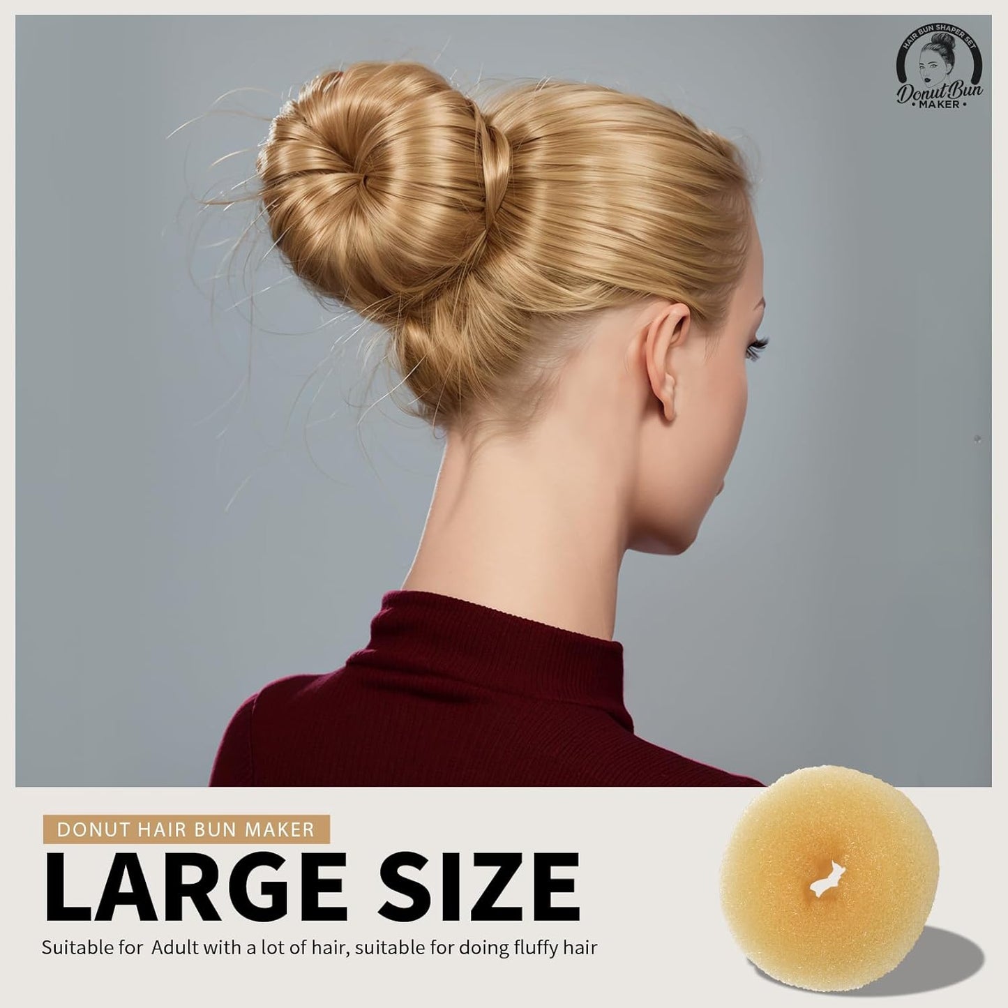 Teenitor 4pcs Hair Bun Shaper Set with Extra-large, Large, Medium, Small Donut Hair Bun Maker, 20pcs Large Bobby Pins, Gold