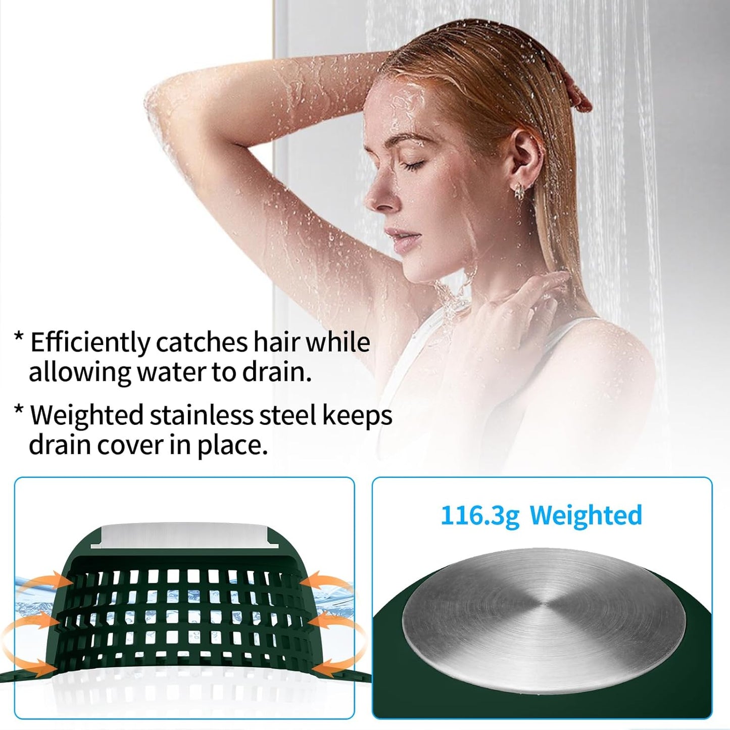Shower Drain Hair Catcher, Bathtub Drain Cover Foldable Silicone Shower & Tub Protector for Pop-Up & Regular Drains