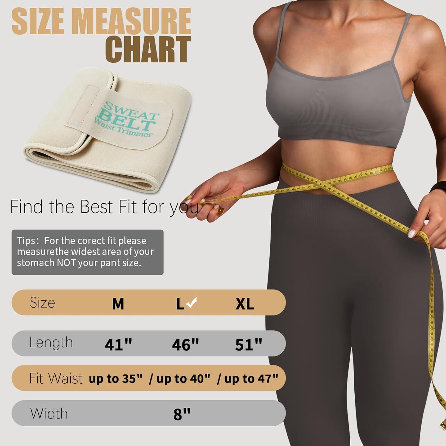 LKV Sweat Waist Trainer for Women Belly Fat Neoprene Waist Trimmer for Women Workout