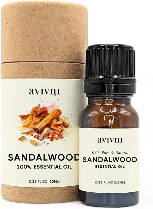 Avivni Australian Sandalwood Essential Oil - 100% Pure & Natural, Undiluted for Aromatherapy, Hair, Diffuser (0.33oz - 10ml)