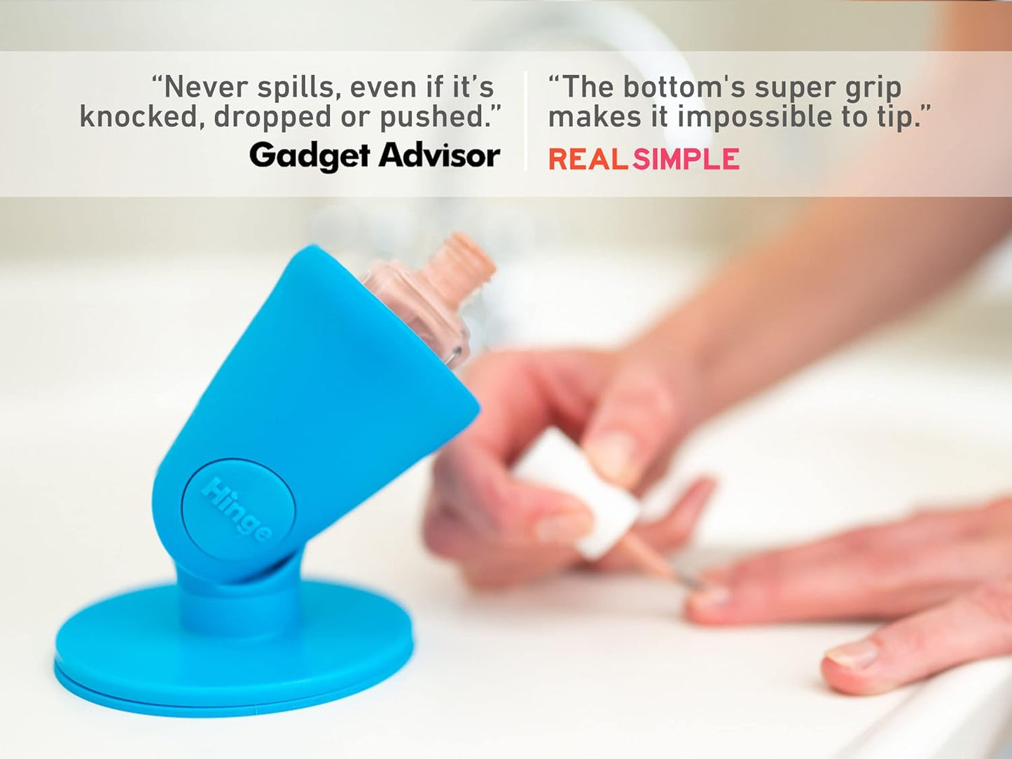 tweexy Hinge Untippable Nail Polish Bottle Holder | Anti-Spill Nail Polish Holder Stand, Tilted, IntelliStick Airlock Suction | Fingernail Painting, Nail Art Tools | Nail Polish Accessories (Beach Glass)