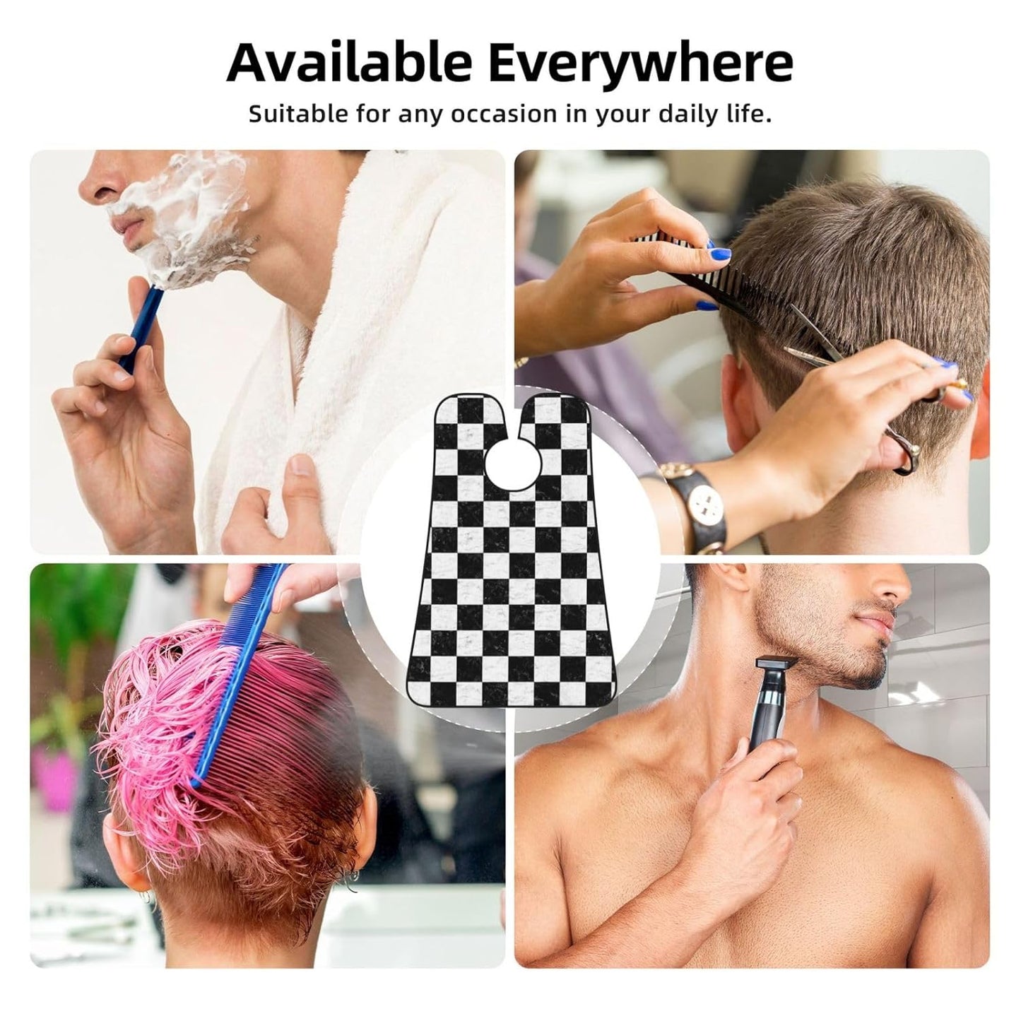 Checkerboard Beard Bib Apron, Beard Hair Catcher For Men Shaving, Waterproof With Suction Cups