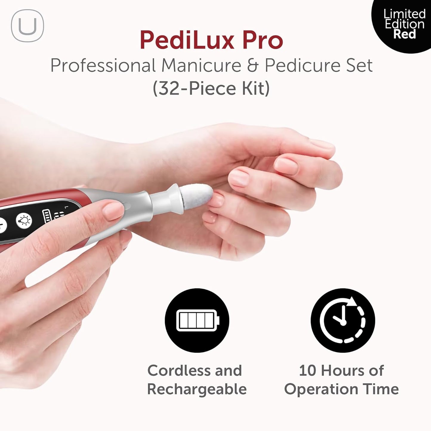 PediLux Pro Professional Manicure Pedicure Kit, Cordless Electric Nail File Drill Set, Thick Toenail Grinder, Toe Nail Dremel Tools, Filer, Buffer, Sander, Remove Cuticles, Callus for Women & Men
