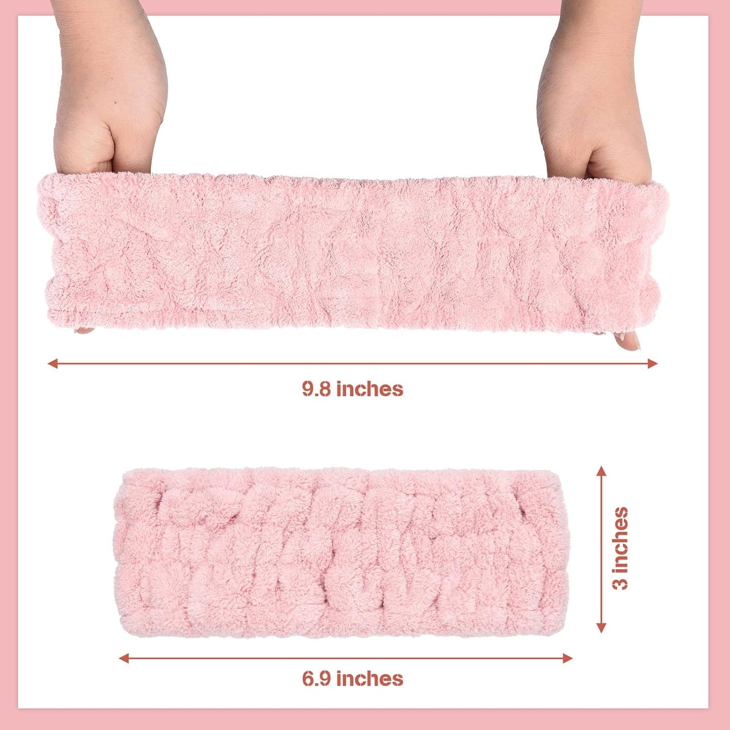 Chuangdi 3 Pieces Terry Cloth Elastic Headbands for Women - Makeup, Face Washing, Yoga, Sports, Shower (Pink, Green, Brown)