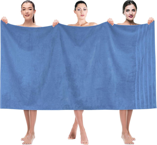 American Soft Linen 35x70 Jumbo Large Bath Towels, 600 GSM 100% Cotton Turkish Bath Sheet, Oversized Luxury Bath Towels for Bathroom Beach and Pool, Electric Blue