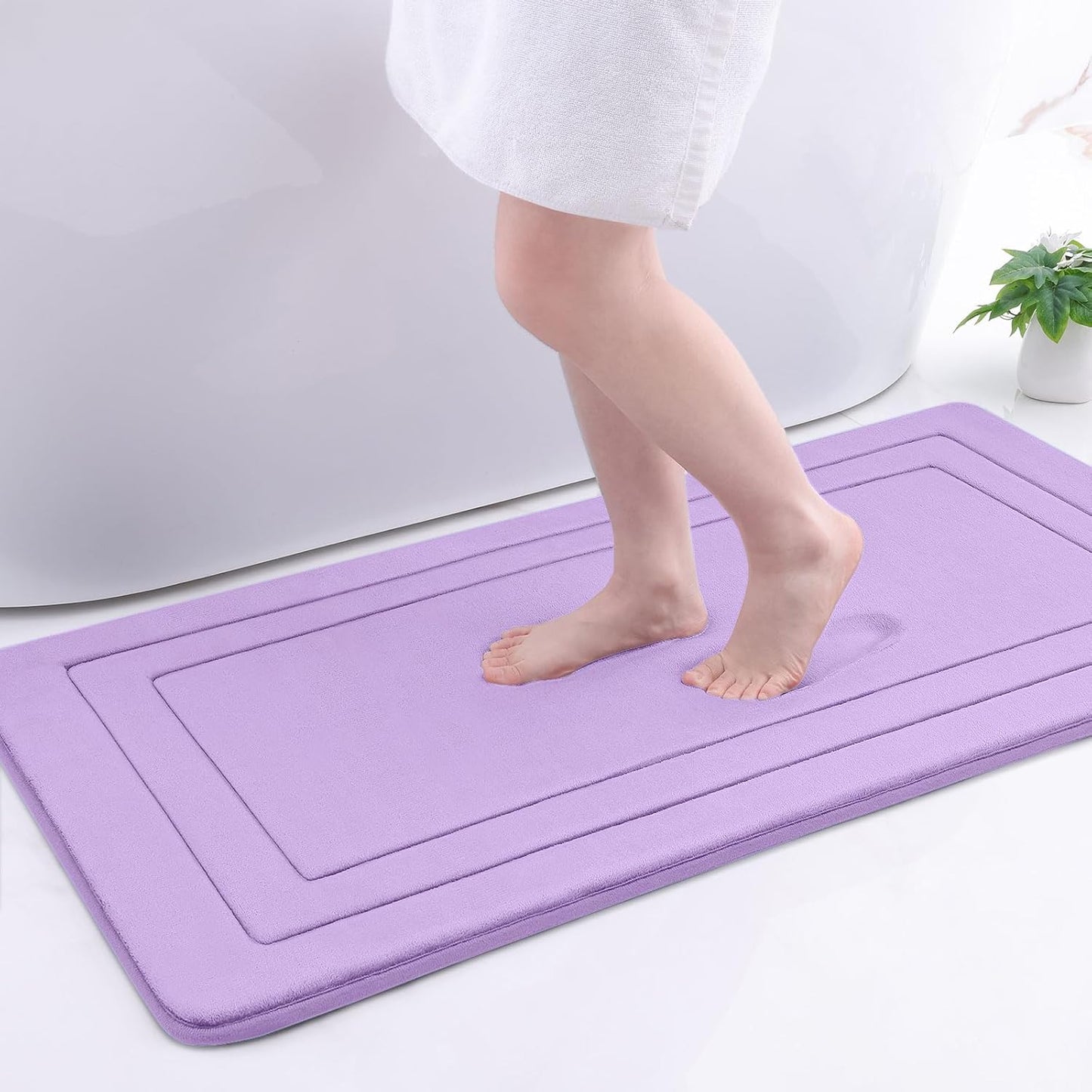 Arotive Memory Foam Bathroom Rug Mat 44x24, Ultra Soft and Absorbent Bath Mat, Machine Wash Dry, Comfortable Bath Rug Carpet for Bathroom Floor, Tub and Shower, Lavender