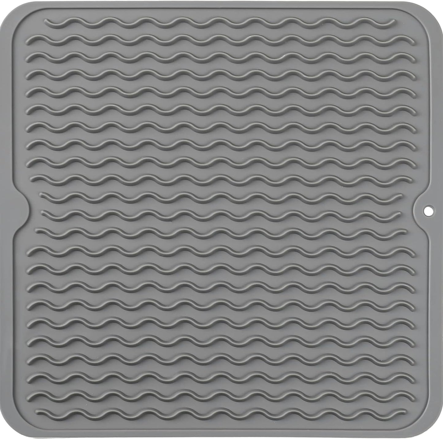 Silicone Dish Drying Mat for Multiple Usage,Easy clean,Eco-friendly,Heat-resistant Silicone Mat for Kitchen Counter or Sink,Refrigerator or Drawer liner Grey M 12 inches x 12 inches