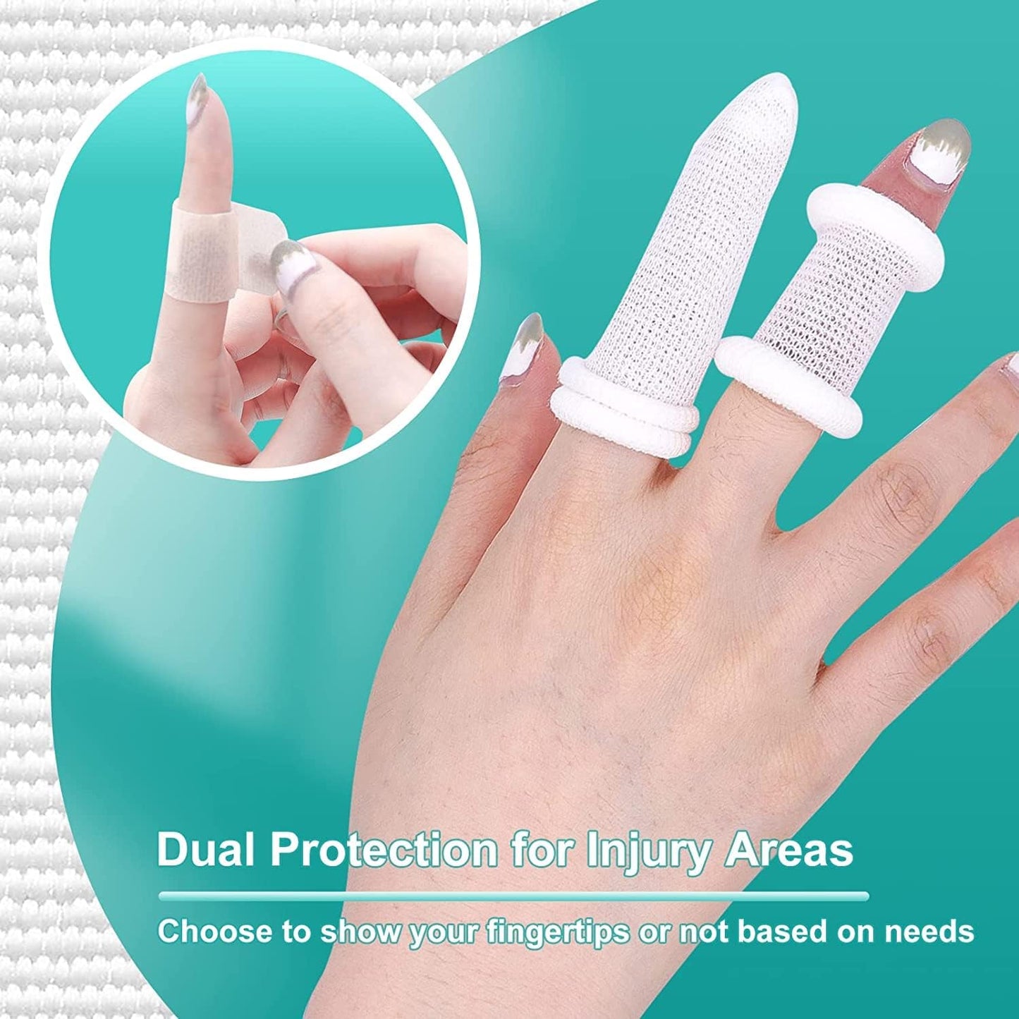 Dimora Finger Cots, Pack of 60 (Medium Size) Finger Protectors, Breathable Bandages for Wound Care, Stretchy Sleeves for Gardening, Fitness and Cargo Handling, White