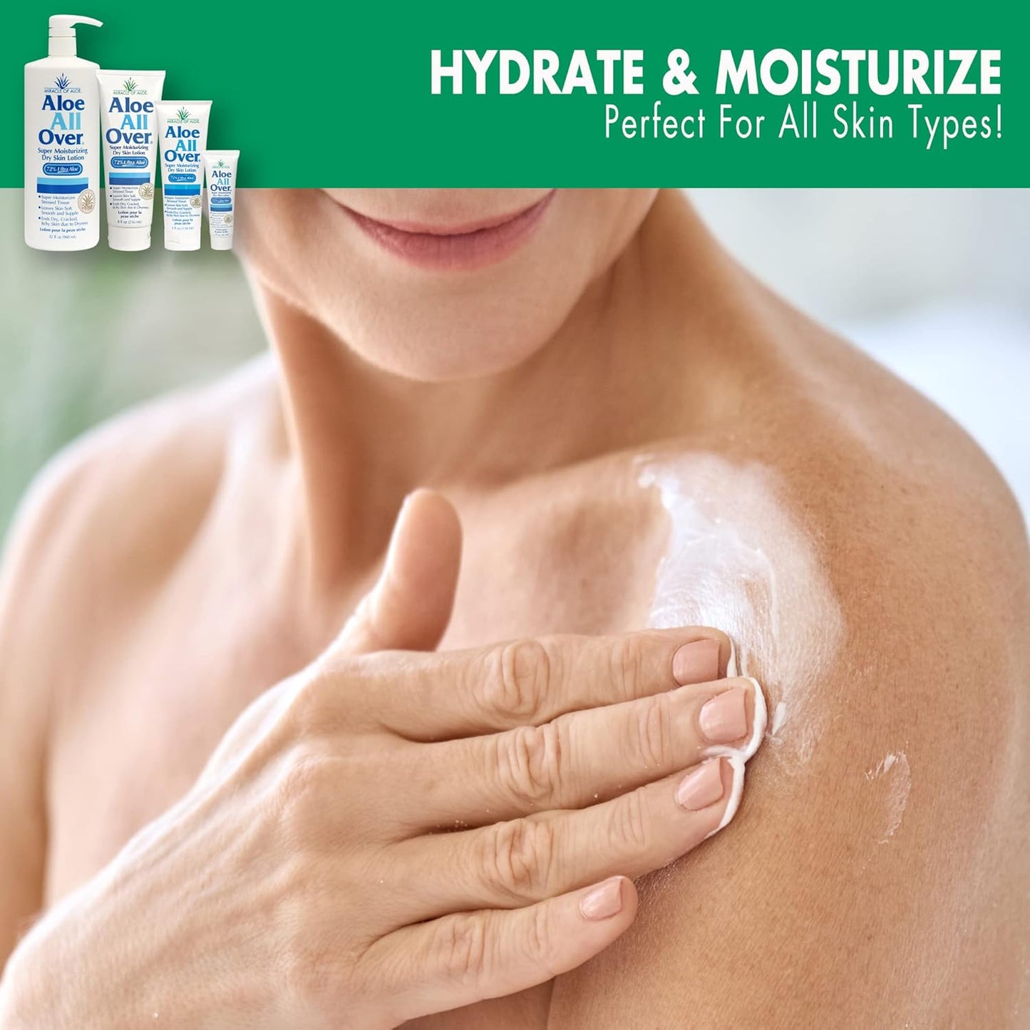 Miracle of Aloe Aloe All Over Super Moisturizing Dry Skin Lotion (3-Pack, 1 oz) - Made with 72% UltraAloe Aloe Vera Gel. Safe for Everyone: Men, Women, Kids. Restores Dry Skin Fast