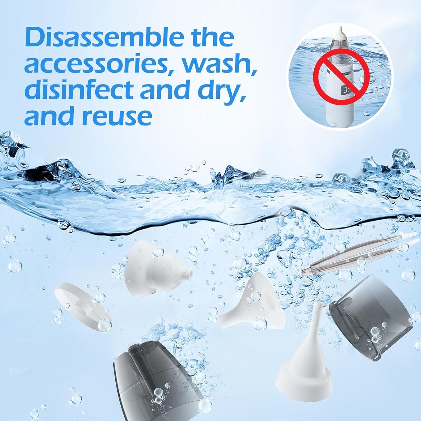 Ear Wax Vacuum,Ear Vacuum Suction,5 Levels,LED, Sucker Soft, Reusable Ear Wax Removal Kit,USB Charging, for Kids & Adult,Swimmers