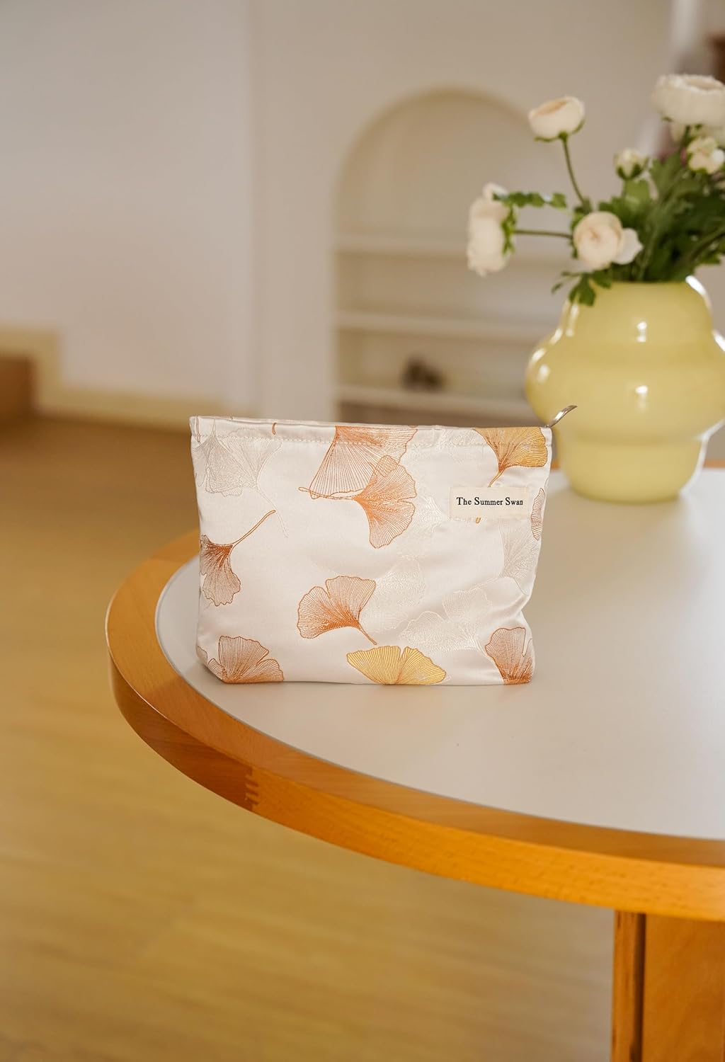 Ginko Summer Swan Large Floral Mid-day Clutch Period Hygiene Skincare Cute Makeup Bag