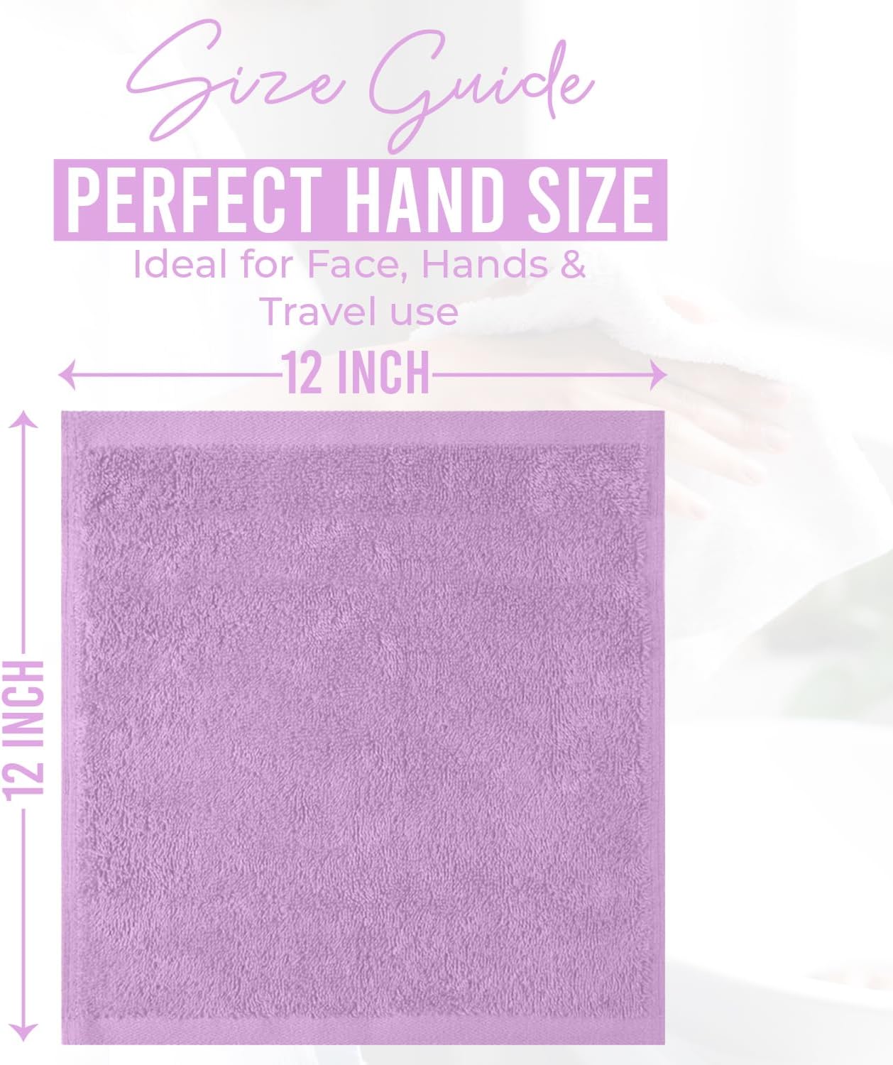 DAN RIVER 100% Cotton Wash Cloths 12 Pack [12x12] Soft & Absorbent face wash Cloth, Gym, Hotels & Spa Perfect for Everyday Use Fingertip Towels, Lavender