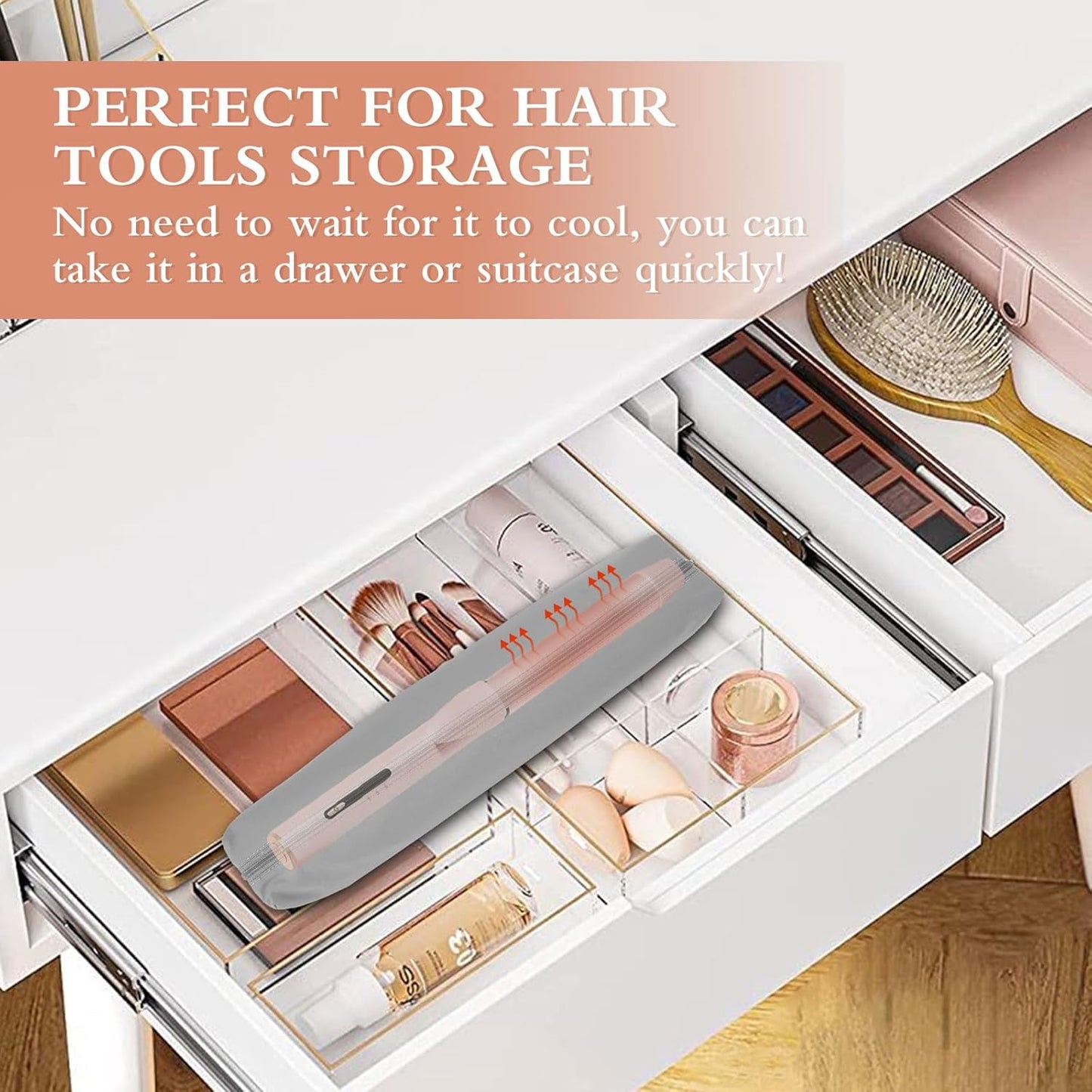 Professional Hot Hair Tools Organizer Bag Portable Travel Heat Resistant Storage Case Pouch for Curling Irons, Flat Irons, Hair Straightener and Styling Tools(17.7" x 3.2"x 3.2")