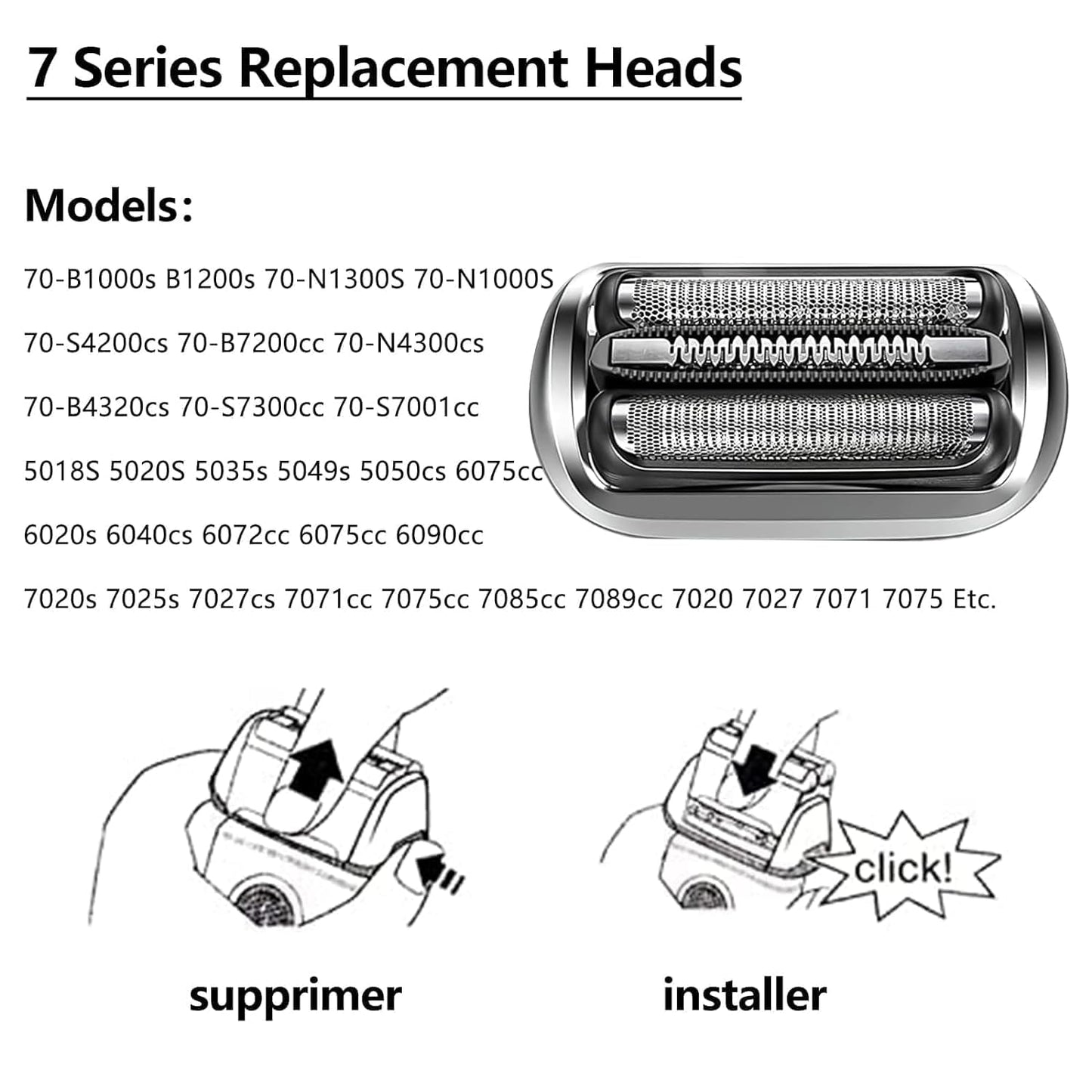 73S Replacement Head Compatible with Braun Razor Series 7, S7 360 Replacement Head for Braun, Replacement Blades Compatible with Electric Shavers for Men Series 7 7020s, 7025s, 7085cc, 7075cc