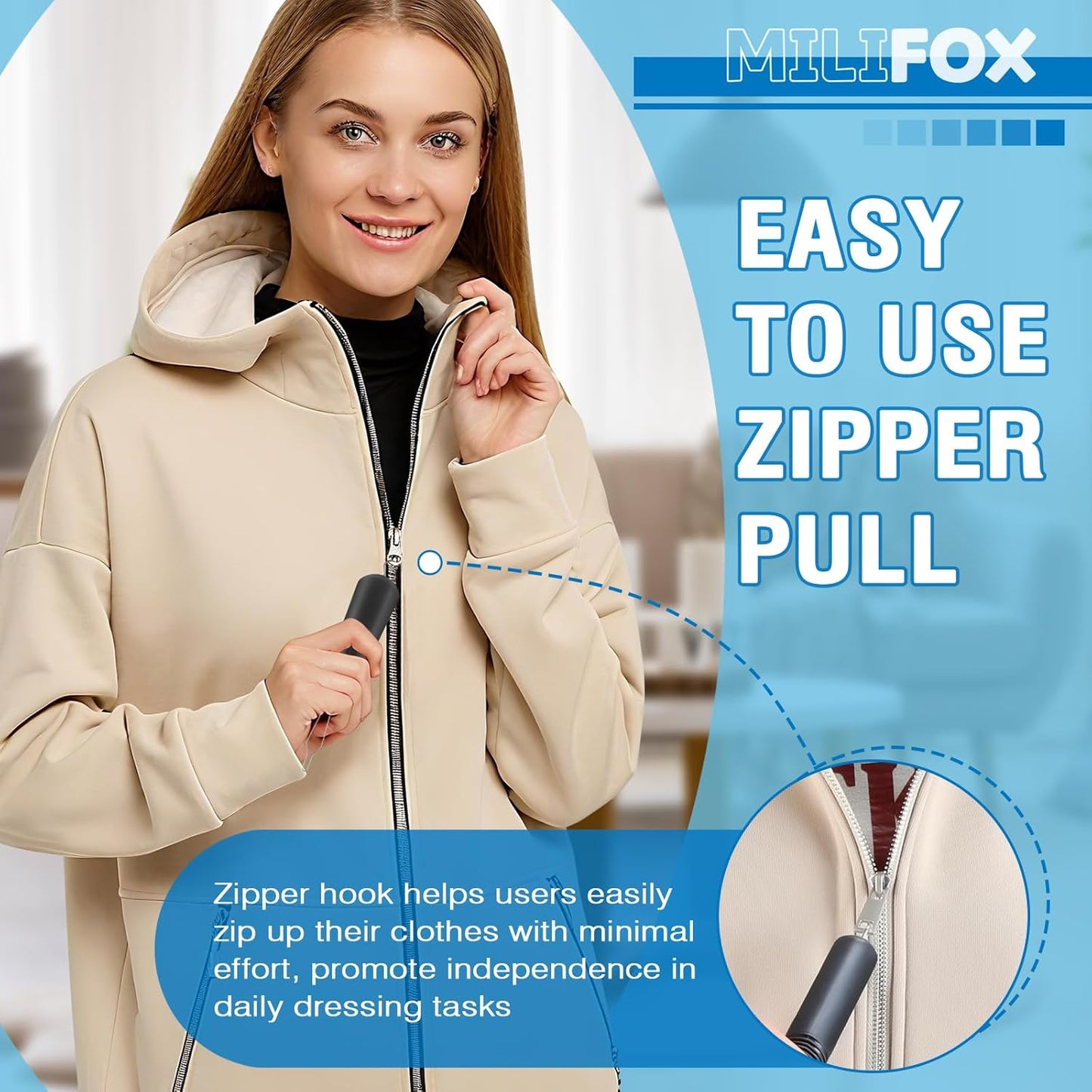 Button Hook, Button Helper Tool for Elderly and Zipper Puller One Hand Aid for Seniors and Arthritis, Buttoning Assist Tool for Shirt Wedding Dress (2 Pack)