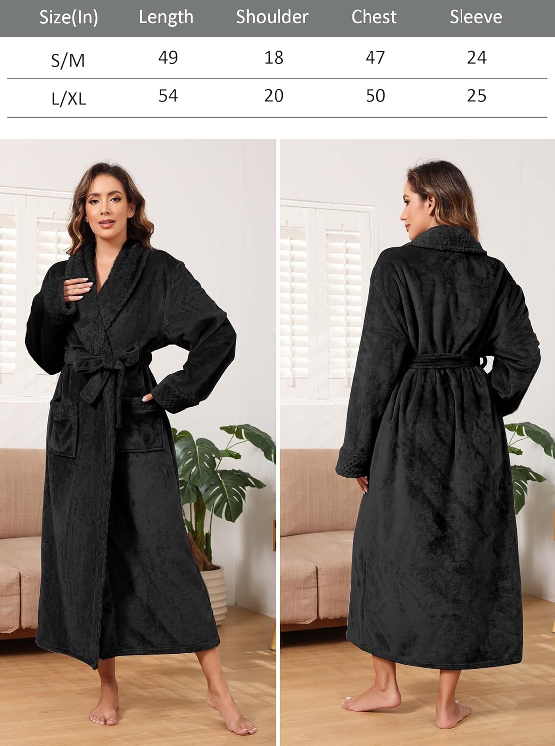 Hellomamma Long Bath Robe for Womens Plush Soft Fleece Bathrobes Nightgown Ladies Pajamas Sleepwear Housecoat