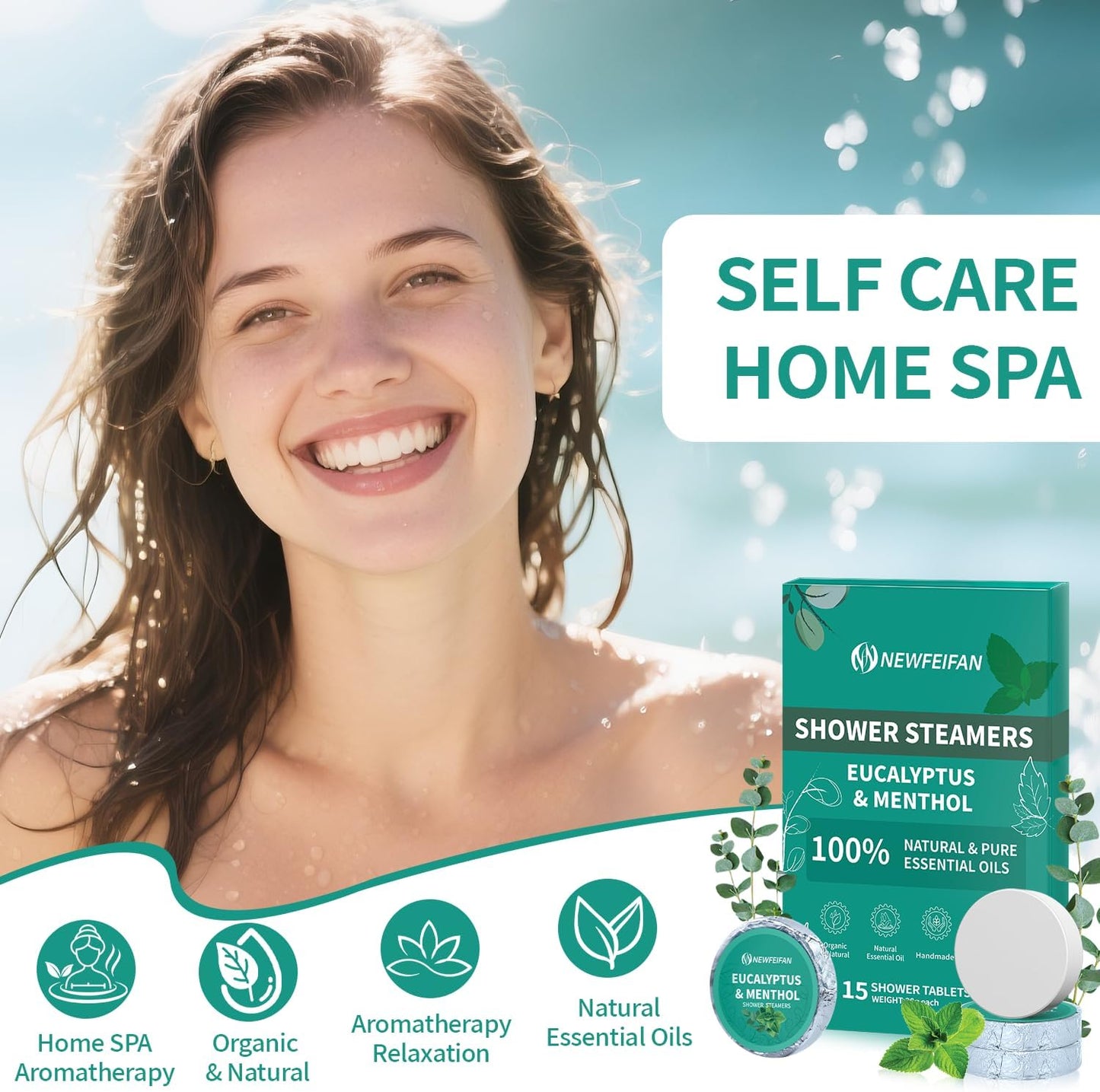 Shower Steamers Aromatherapy 15 Pack Christmas Stocking Stuffers for Teen Girls Women Men Organic Eucalyptus & Menthol Essential Oil, Spa Relaxing White Elephant Gifts, Travel Essentials Aromatherapy