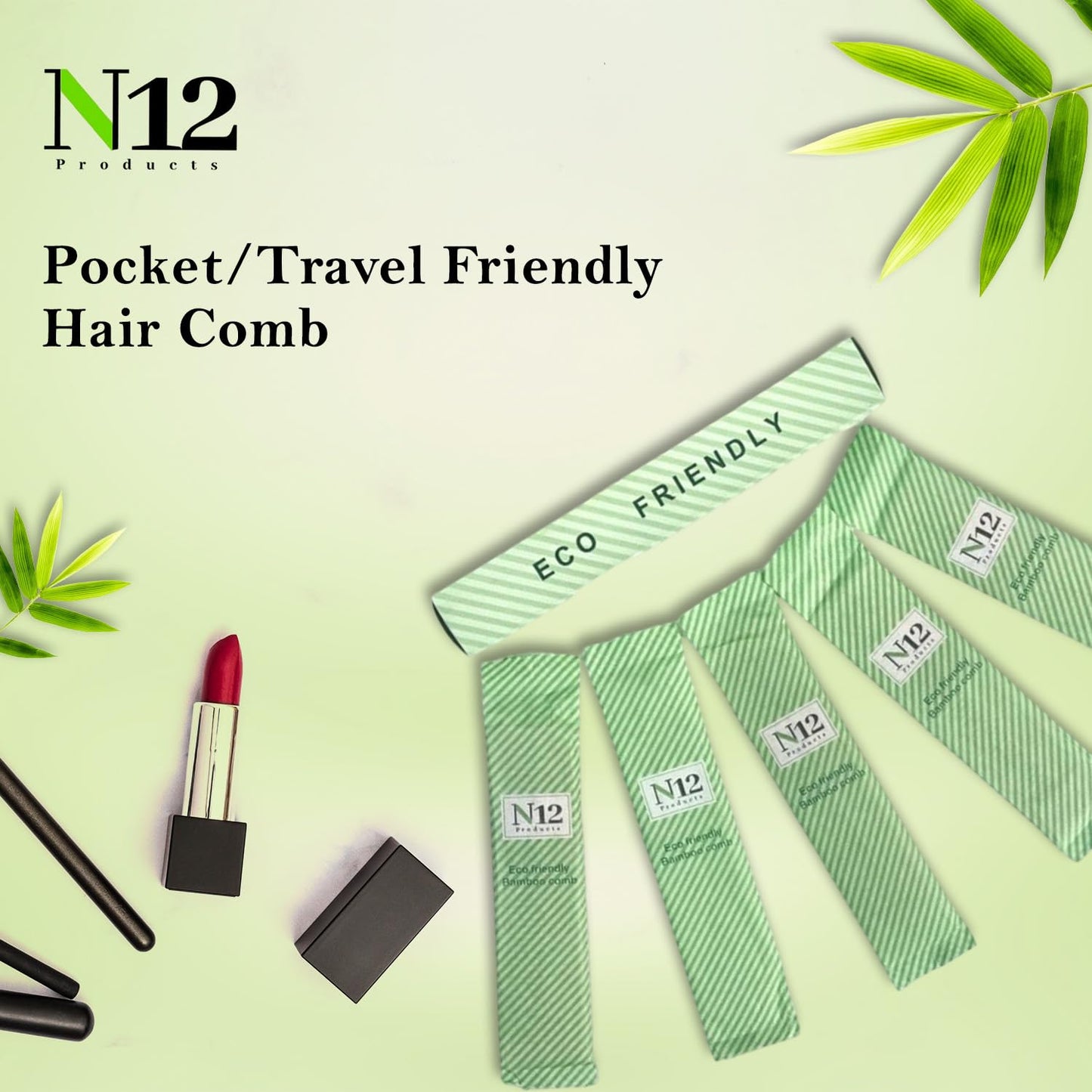 5 Bamboo Wood Pocket Beard Comb Set of 5, 100% Natural wooden combs for Beard, Hair, Mustache, Men & Women, Travel-Friendly, Eco-Friendly Grooming Solution